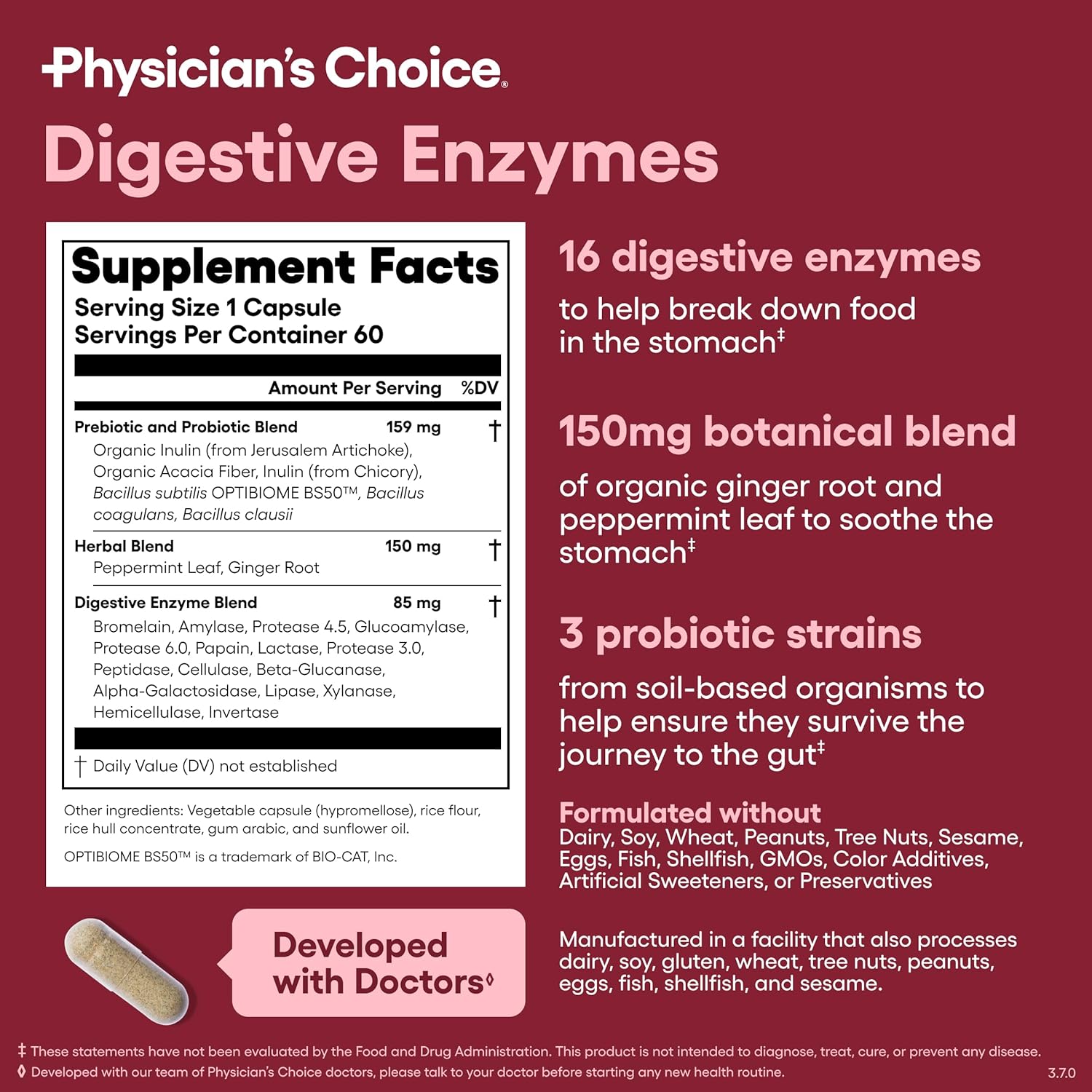 Physician's CHOICE Advanced Gut Health Bundle: 60 Billion Probiotics 30ct + Digestive Enzymes 60ct for Digestive, Gut, and Immune Health Supports Occasional Constipation, Diarrhea, Gas, and Bloating - Image 6