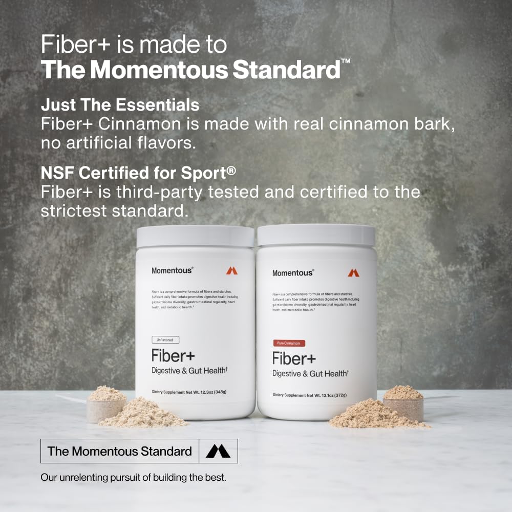 Momentous Fiber+ - Daily Multi-Source Fiber Blend to Support Nutrient Absorption, Natural Energy Production, & Recovery - NSF Certified for Sport - Non-GMO & Gluten-Free - 30 Servings - Unflavored - Image 6