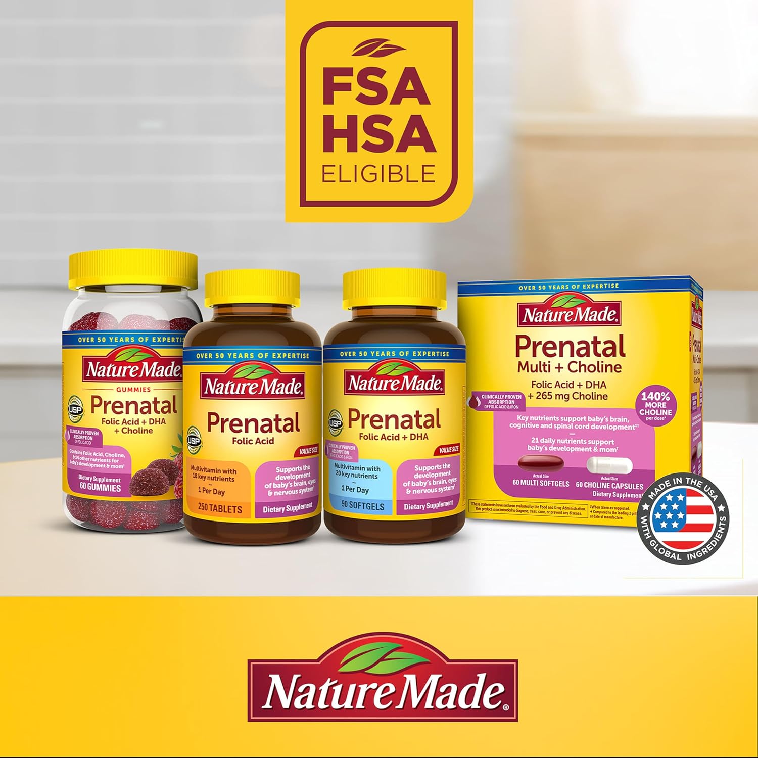 Nature Made Prenatal Vitamins for Women with Folic Acid + DHA, Prenatal Vitamin and Mineral Supplement for Daily Nutritional Support, 60 Softgels, 60 Day Supply - Image 4