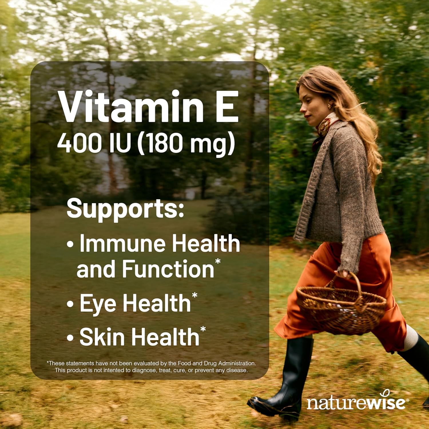 NatureWise Vitamin E 400 IU Softgels (180mg DL-Alpha) - Dairy, Gluten & Soy Free - Antioxidant-Rich Dietary Supplement for Skin, Heart, and Immune Health Support - 4-Month Supply, 120 Count - Image 2