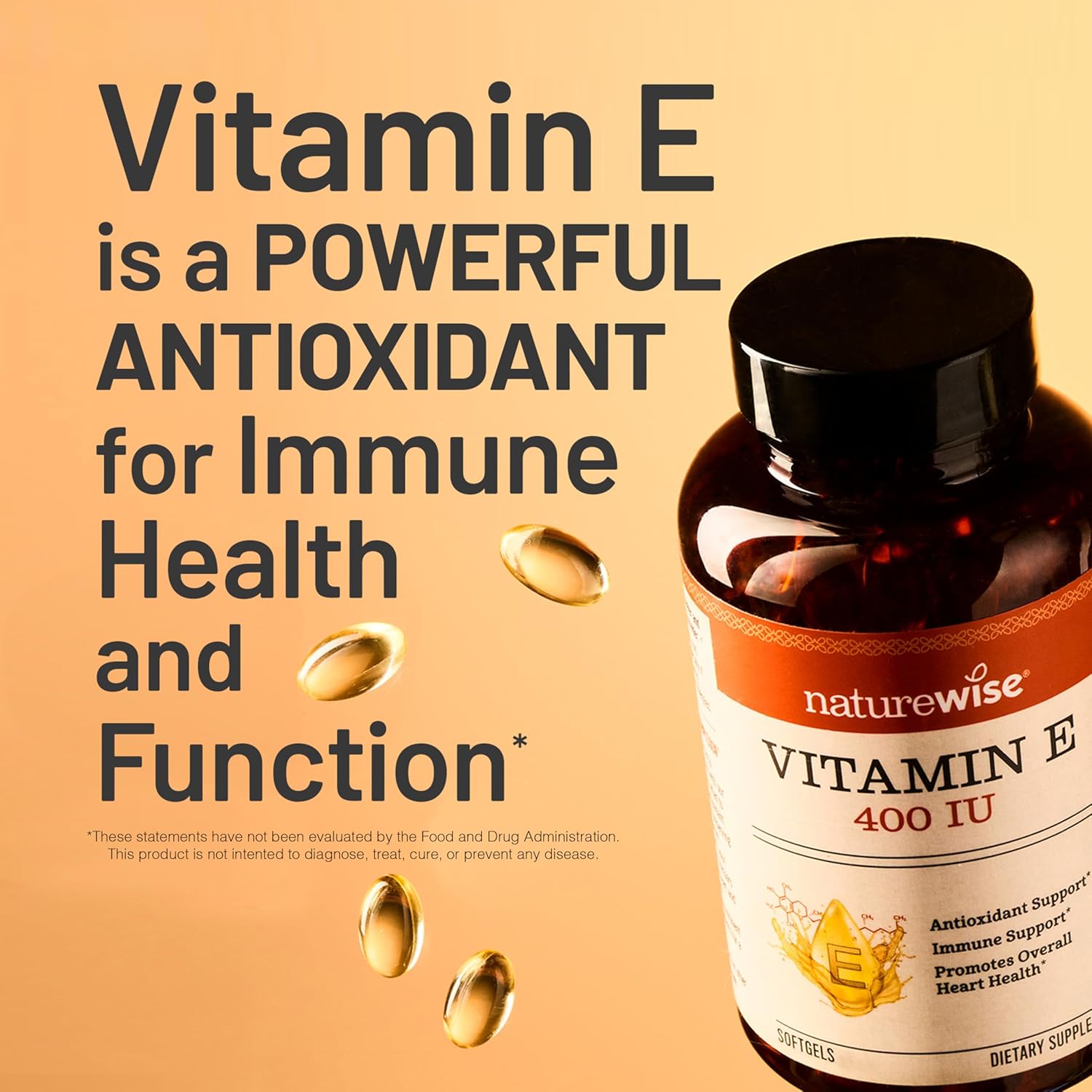 NatureWise Vitamin E 400 IU Softgels (180mg DL-Alpha) - Dairy, Gluten & Soy Free - Antioxidant-Rich Dietary Supplement for Skin, Heart, and Immune Health Support - 4-Month Supply, 120 Count - Image 6