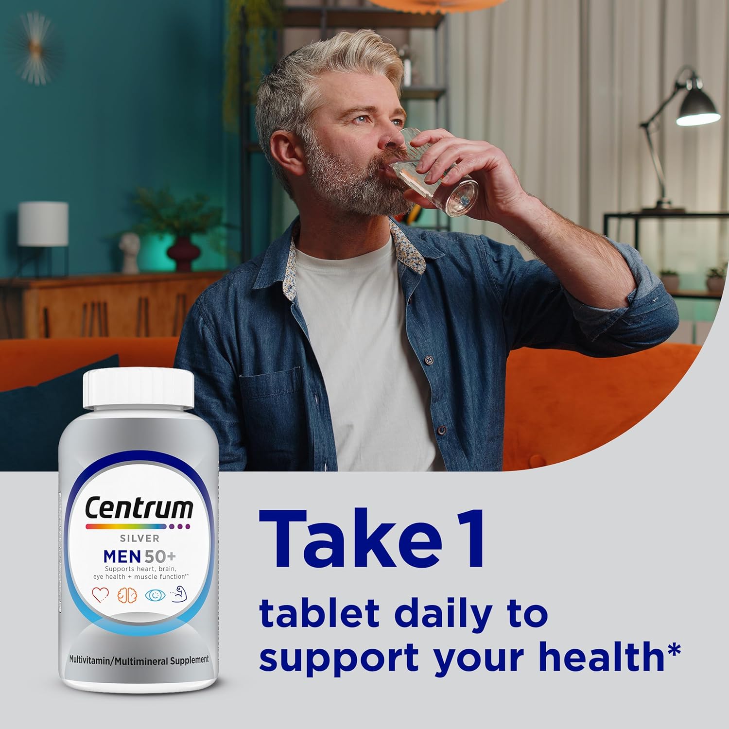 Centrum Silver Multivitamin for Men 50 Plus, Multimineral Supplement, Vitamin D3, B-Vitamins and Zinc, Gluten Free, Non-GMO Ingredients, Supports Memory and Cognition in Older Adults - 100 Ct - Image 6