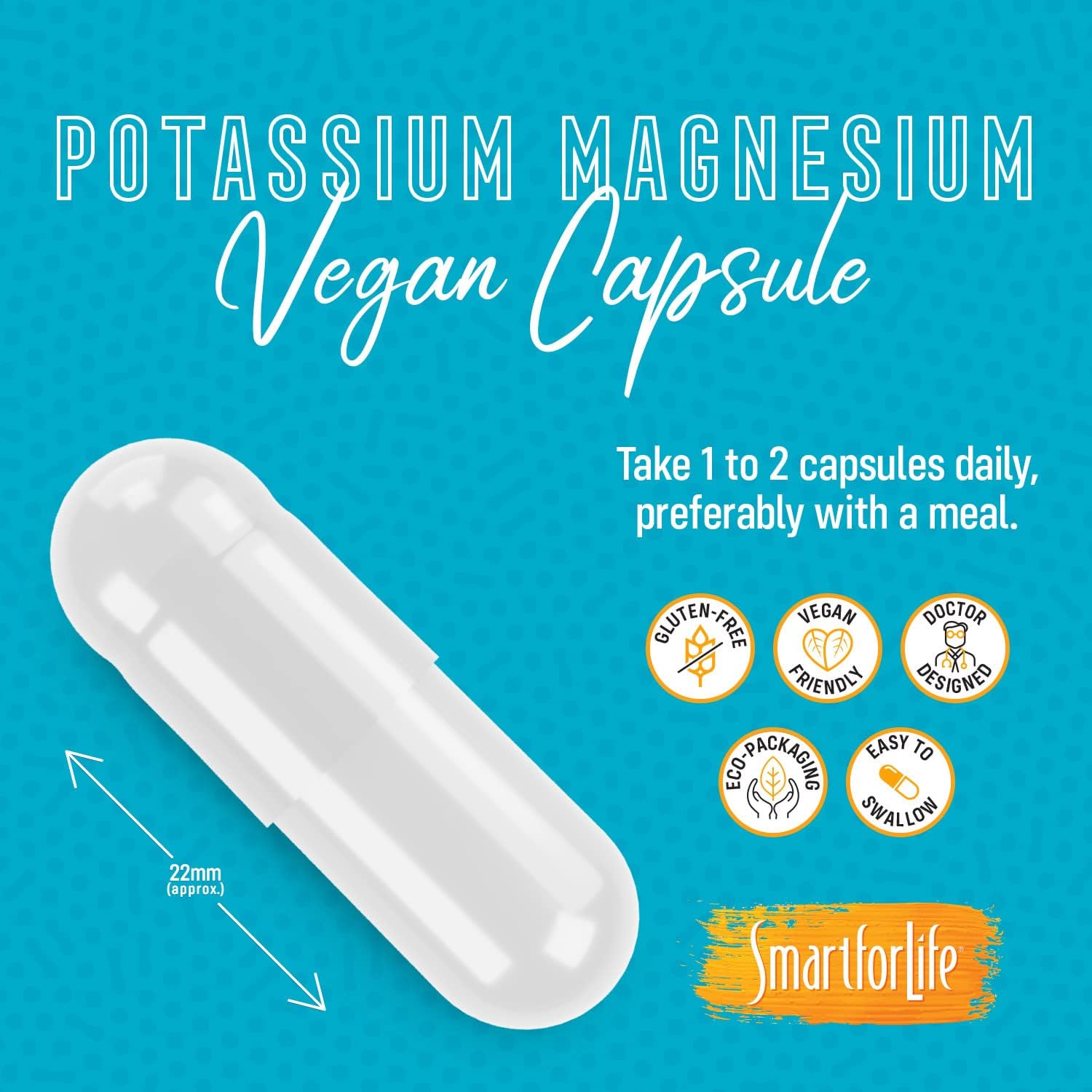 SMART FOR LIFE Potassium Magnesium Supplement – High Absorption Magnesium Complex – 60 Vegan Capsules - Magnesium and Potassium Supplement for Vascular Health, Magnesium for Leg Cramps and Sleep - Image 2