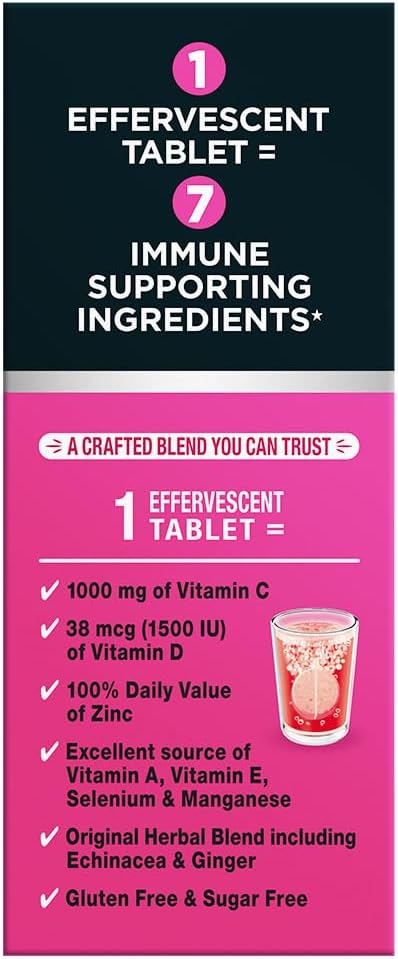 Airborne Immune Support Effervescent Tablets, Very Berry Flavor - 30ct with 1000mg Vitamin C + Vitamins A, D, E, Zinc, Selenium, Manganese & Herbal Blend - Sugar‑Free, Gluten‑Free - Image 12