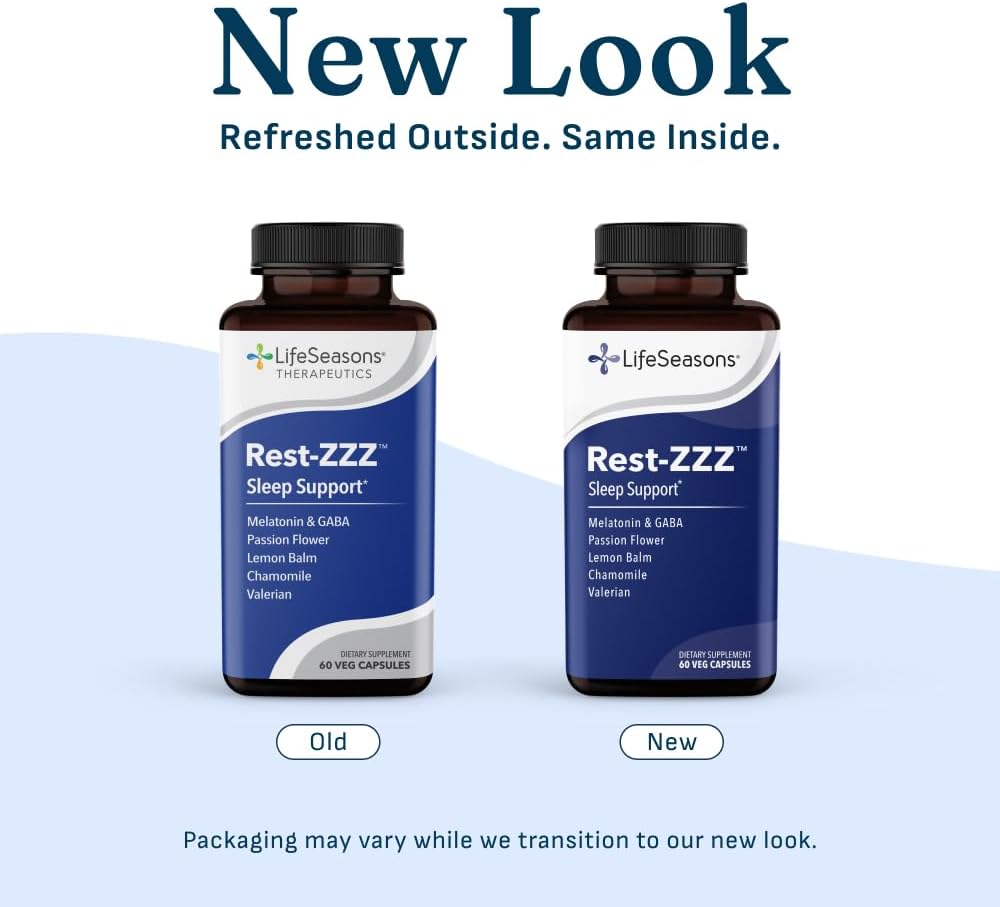 LifeSeasons Rest-ZZZ - Natural Sleep Support Supplement - Fall Asleep & Stay Asleep - Calms Nervous System - Ease Muscle Tension & Restlessness - Low Dose Melatonin GABA & Chamomile - 60 Capsules - Image 6