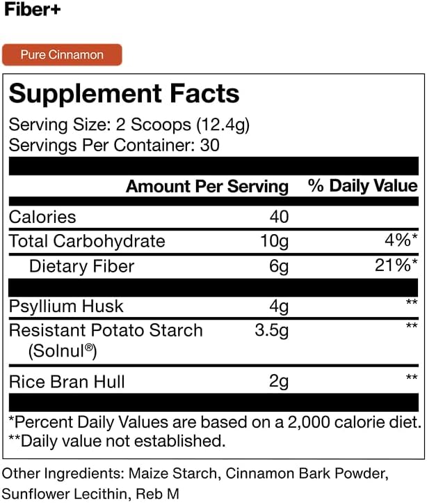 Momentous Fiber+ - Daily Multi-Source Fiber Blend to Support Nutrient Absorption, Natural Energy Production, & Recovery - NSF Certified for Sport - Non-GMO & Gluten-Free - 30 Servings - Pure Cinnamon - Image 10