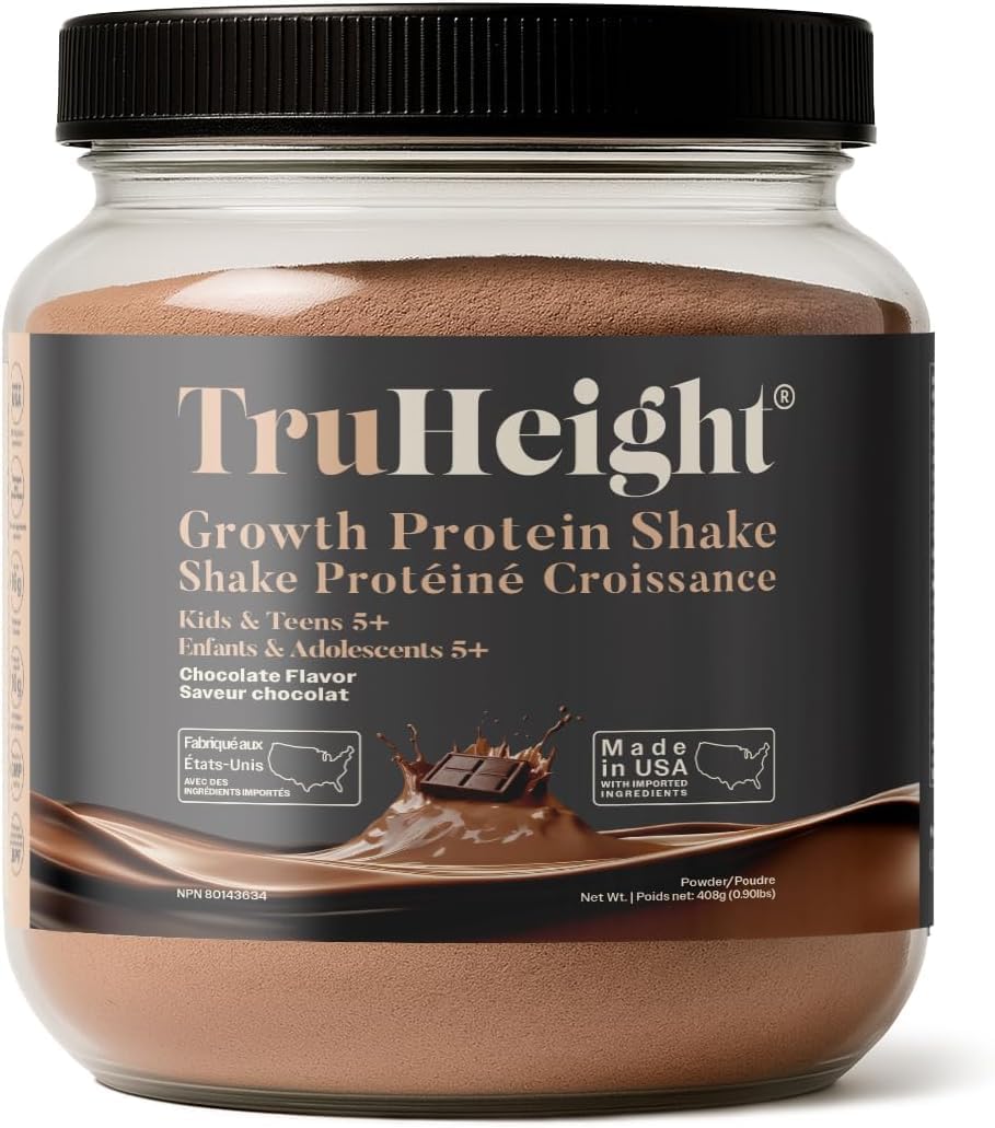 TruHeight Growth Protein Shake (Chocolate Milk Flavor, Whey) Tall Nutrition for Natural Growth & Development - Protein Powder for Kids & Teens, Weight Gain Drinks - Picky Eater Vitamin, Taller Ages 4+