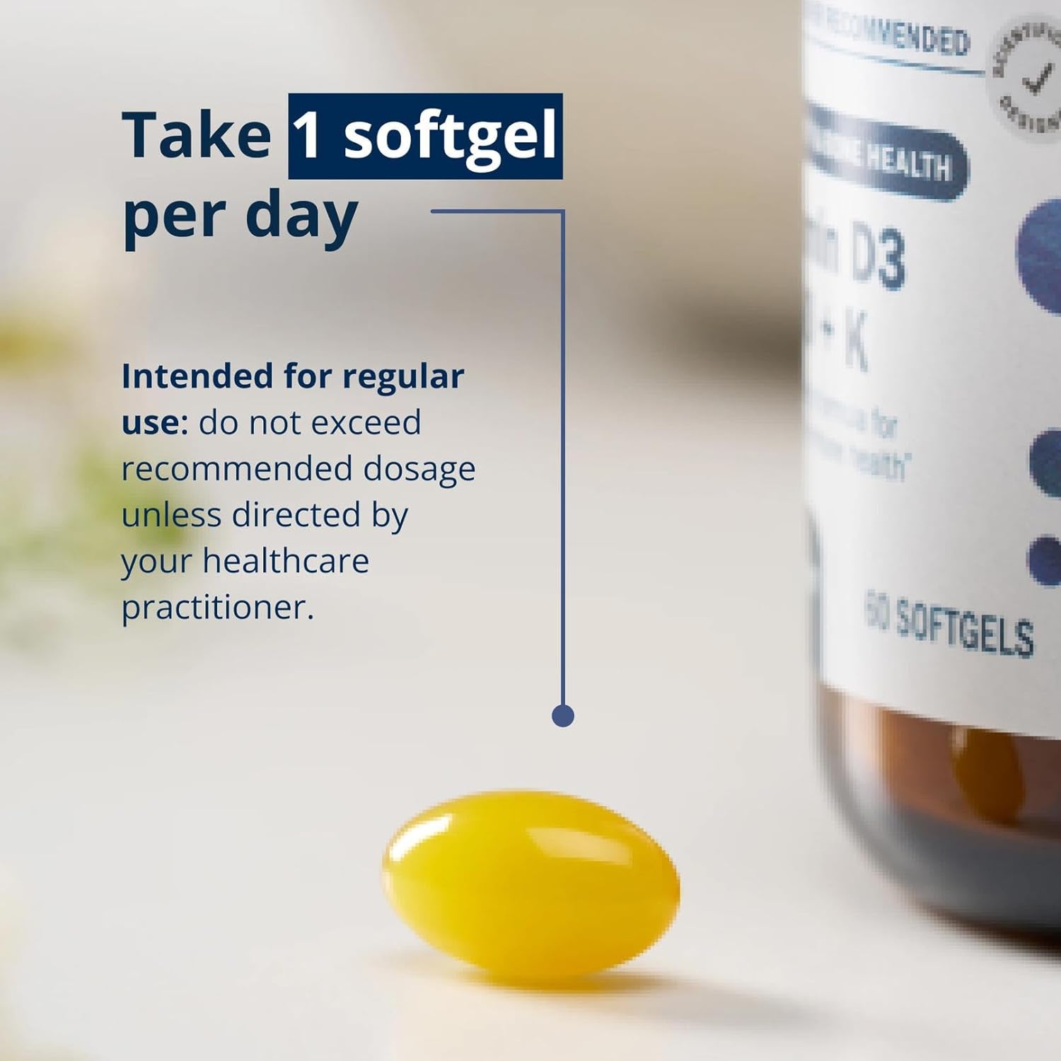Metagenics Vitamin D3 and Vitamin K2 5,000 IU with MK-7- Vitamin D3 with K2 for Immune Support, Bone & Heart Health-Non-GMO, Gluten-Free-60 Softgels - Image 6
