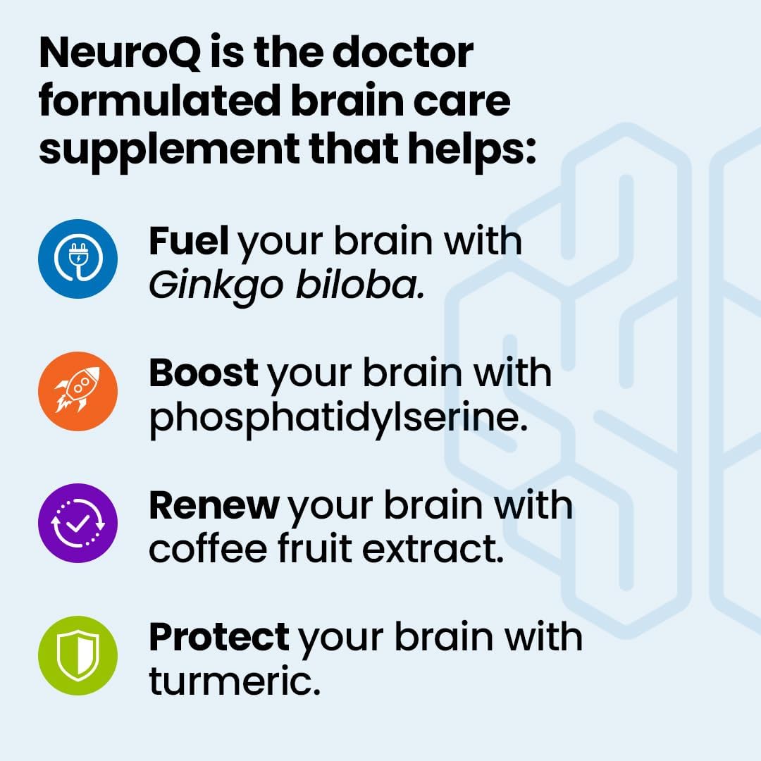 NeuroQ Memory & Focus | Formulated by Neurologist Dr. Dale Bredesen | Addresses All 4 Causes of Cognitive Decline | Ginkgo Biloba, Phosphatidylserine, Gotu Kola, Coffee Fruit, Turmeric & Propolis - Image 2