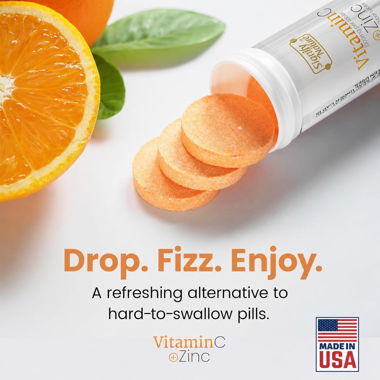 SIGNIFY NATURE Vitamin C 1000mg Effervescent Tablets - Potent Immune Support VIT C with Zinc Supplement - Sugar-Free & Vegan Formula | Dissolvable Vitamin C Tablets - Water Soluble Fizzy Elixir - 80CT - Image 3