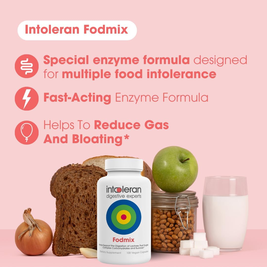 Intoleran Fodmix (Quatrase 10,000) Digestive Enzymes - 108 Capsules | Highly Dosed Supplement for FODMAP Intolerance | Helps Digest Lactose and Complex Carbohydrates | Pure & Vegan | Low FODMAP - Image 3
