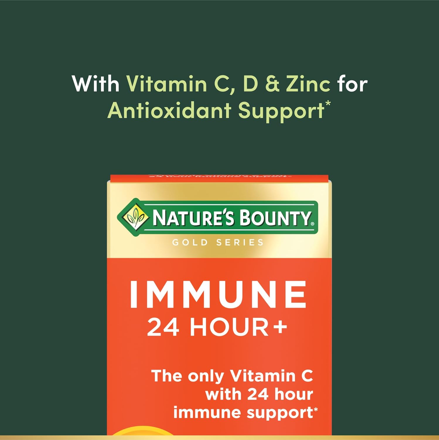 Nature's Bounty Immune 24 Hour +, The only Vitamin C with 24 Hour Immune Support from Ester-C, 1000 mg Vitamin C, D & Zinc, Gluten Free, Rapid Release Softgels, 2 Softgels per Day, 50 Count - Image 3