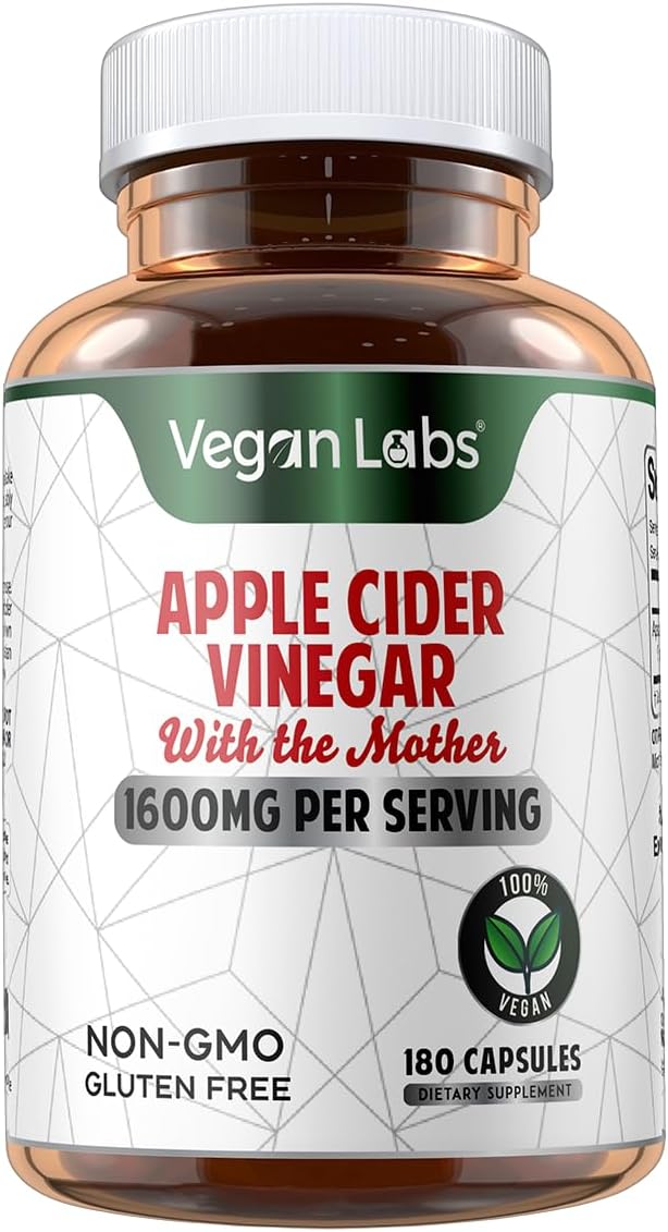 Vegan Labs Apple Cider Vinegar Capsules with The Mother- 180 Vegan Capsules, 1600MG Per Serving- 100% Natural ACV Pills- Supports Healthy Digestion, Keto, Weight Management, Detox, and Immune System - Image 2