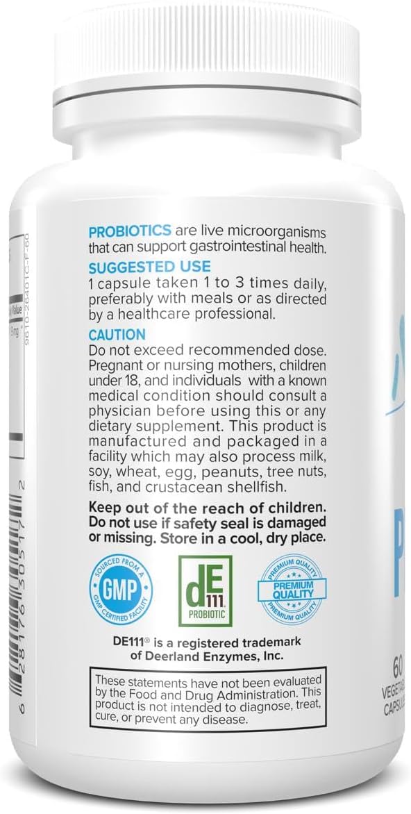 Portions Master Probiotics 5.75 Billion CFU, Daily Probiotic and Organic Prebiotic Supplement for Gut Health, Digestive Support and Immune Balance, Non-GMO, Gluten-Free, Dairy-Free (60 Capsules) - Image 4