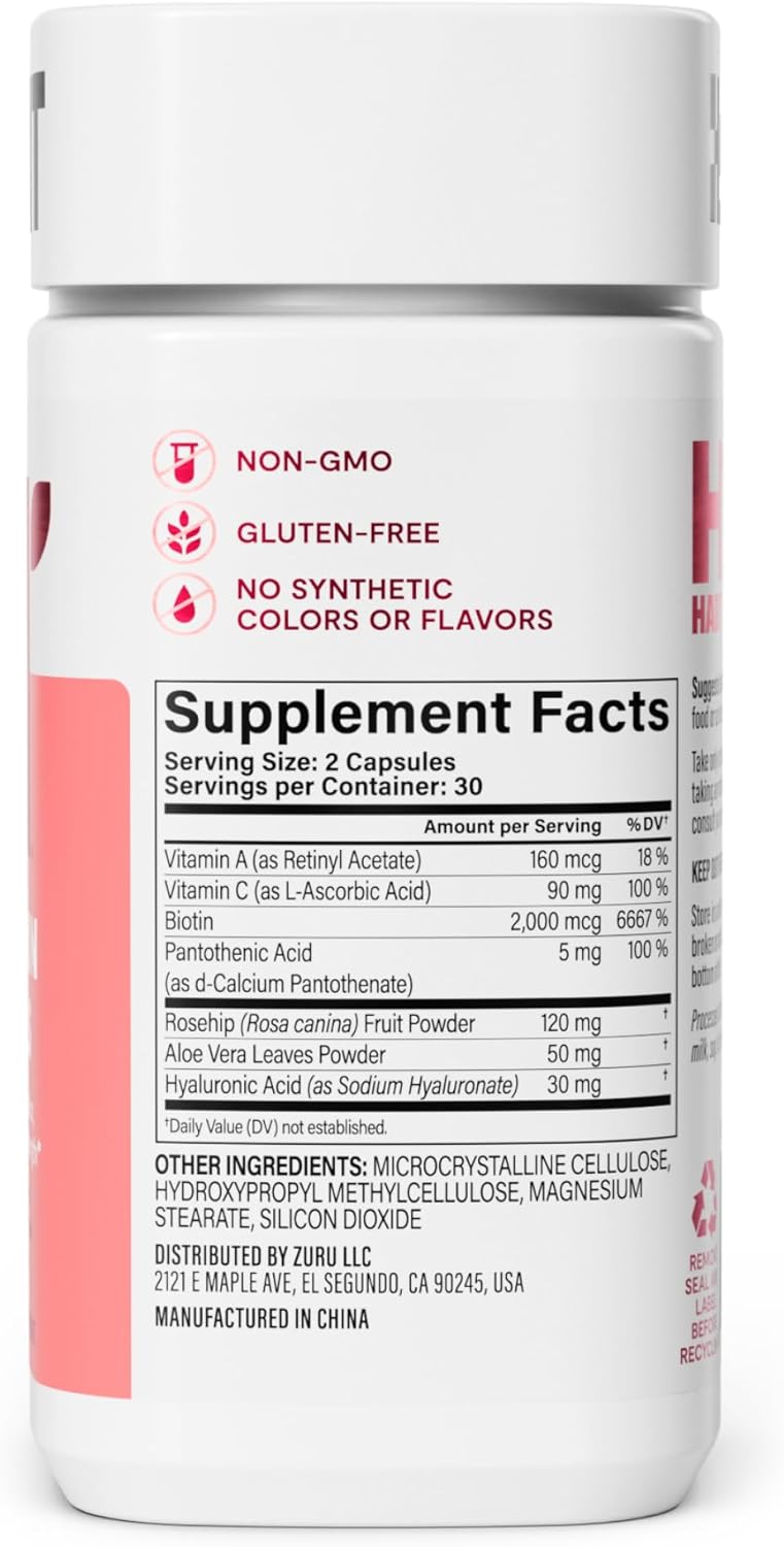 Habit Hair, Skin & Nails Supplement (60 Capsules) - New Look, Supports Skin Hydration, Hair & Nail Strength, Biotin 2000mcg, Vitamin A & C, Hyaluronic Acid, Rosehip, Vegan, Non-GMO (1 Pack) - Image 5