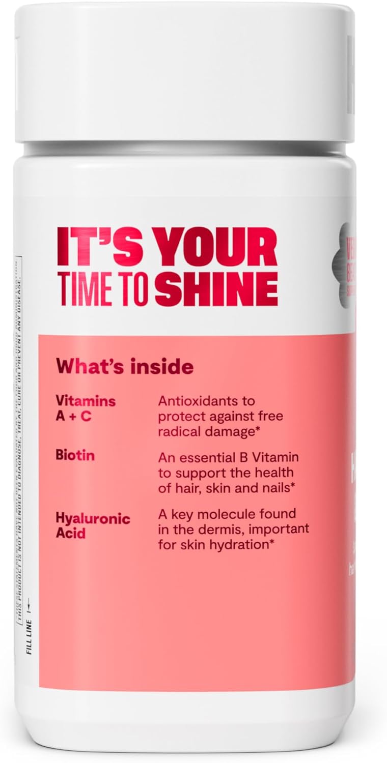 Habit Hair, Skin & Nails Supplement (60 Capsules) - New Look, Supports Skin Hydration, Hair & Nail Strength, Biotin 2000mcg, Vitamin A & C, Hyaluronic Acid, Rosehip, Vegan, Non-GMO (1 Pack) - Image 3