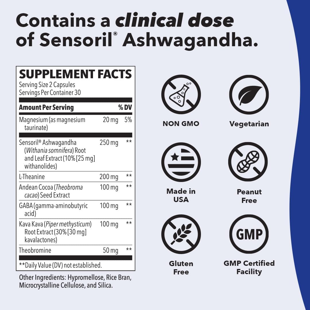 Anxie-T Plus - Extra Strength Stress Relief Supplement - Supports Mood & Mental Focus - Feel Calm and Relaxed - Eases Tension & Nervousness - Ashwagandha, Kava Kava, GABA & L-Theanine - 60 Capsules - Image 5