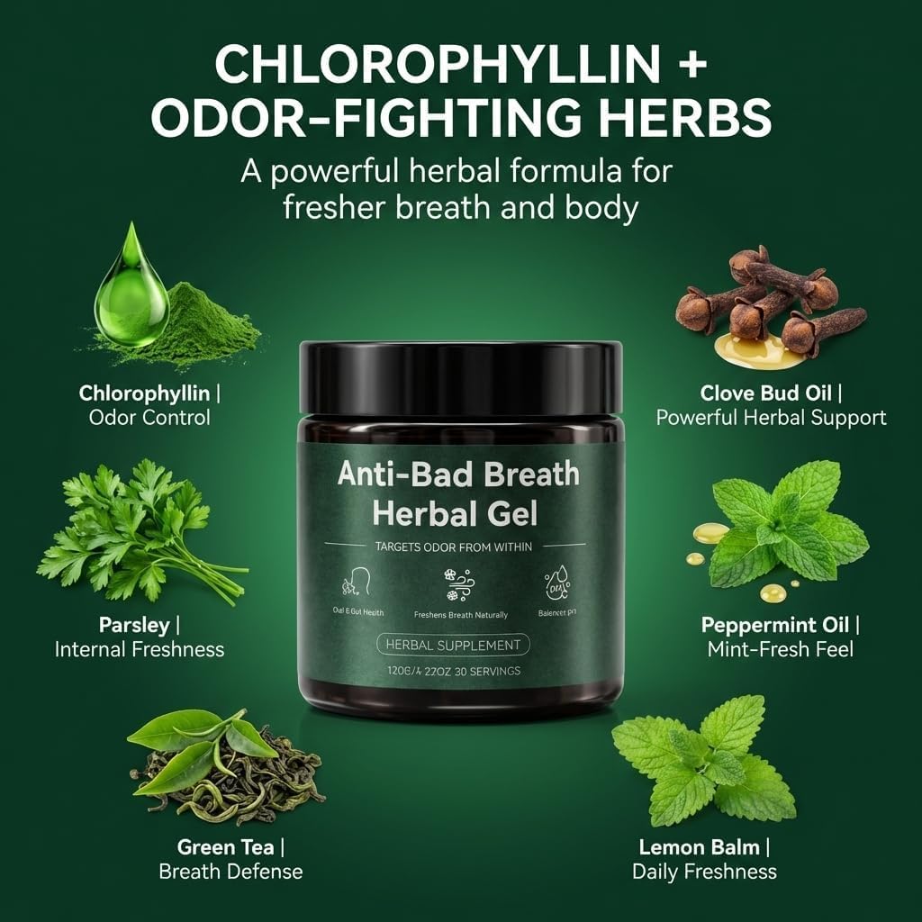 Anti-Bad Breath Herbal Gel Supplement - Body & Breath Odor Control from The Inside – Internal Deodorant, Natural Herbal Deodorant Gel with Parsley and Chlorophyll, Full Body Deodorizer (2) - Image 4
