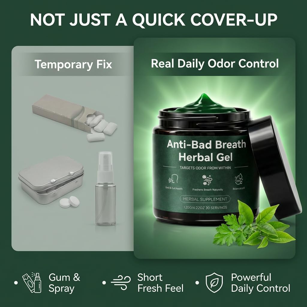 Anti-Bad Breath Herbal Gel Supplement - Body & Breath Odor Control from The Inside – Internal Deodorant, Natural Herbal Deodorant Gel with Parsley and Chlorophyll, Full Body Deodorizer (2) - Image 6