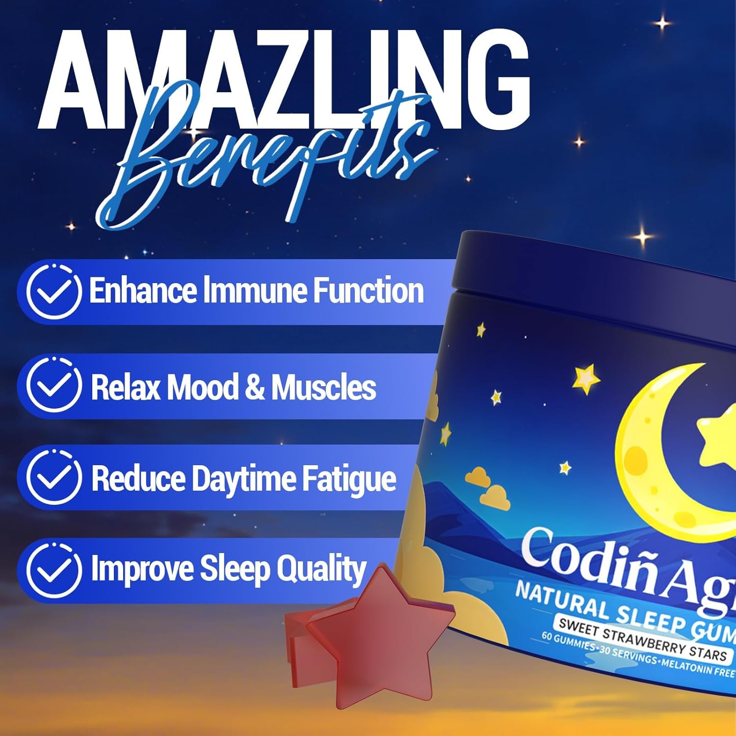 Natural Sleep Gummies for Adults - Non-Habit Forming Sleep Support Supplement, Containing Natural Ingredients, Let Me Sleep Gummies for Restful Nights, 60 Count - Image 3