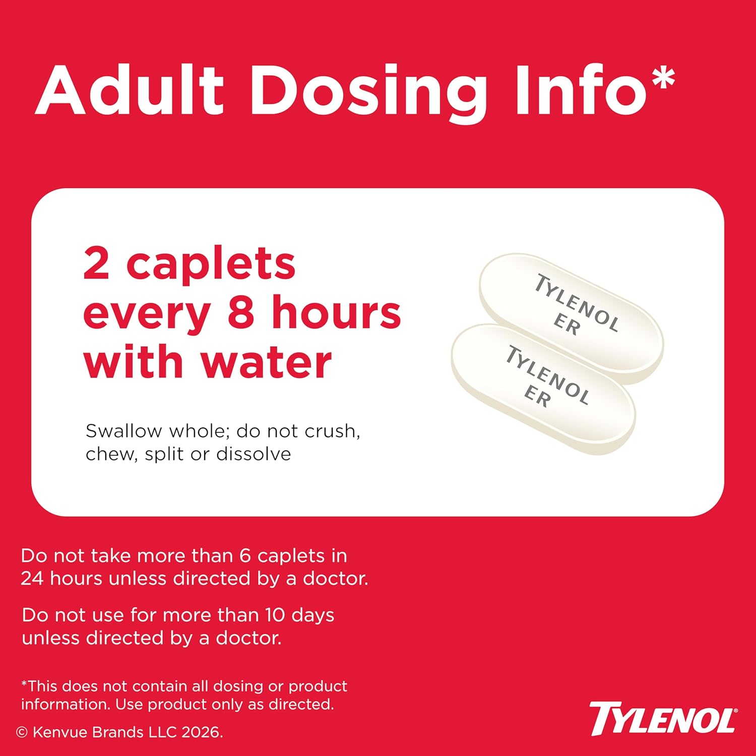 Tylenol 8HR Arthritis Pain Relief Caplets, Fast, Strong Pain Relief, 650 mg Acetaminophen for Minor Arthritis & Joint Pain, Fever Reducer, Extended Release, Won't Irritate Stomach, 100 Count - Image 6