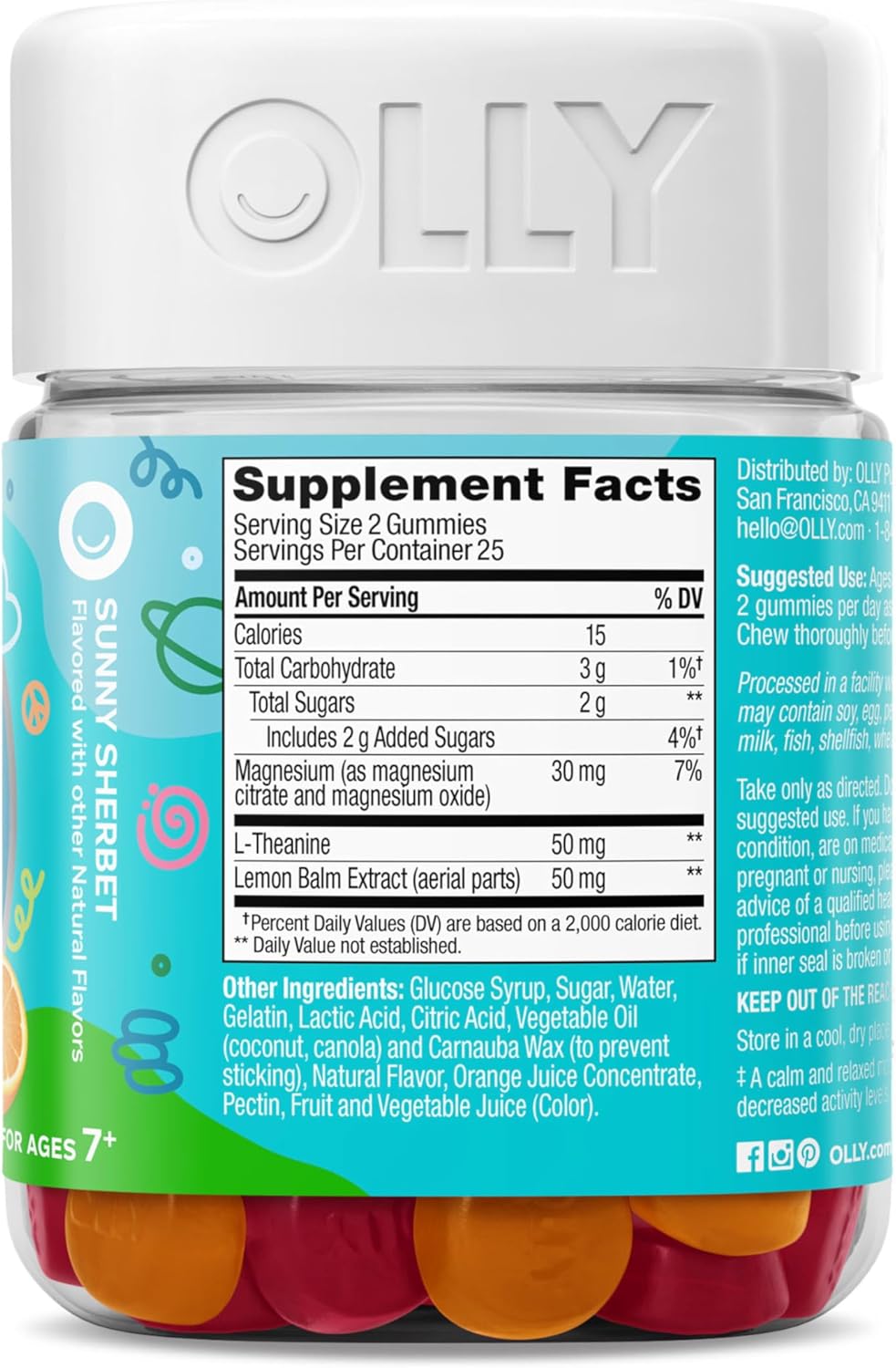 OLLY Kids Chillax Gummy, For a Calm and Relaxed Mood*, Magnesium, L-Theanine, Lemon Balm Extract, Chewable Supplement, Sherbet Flavored, 25 Day Supply - 50 Count (Packaging May Vary) - Image 9