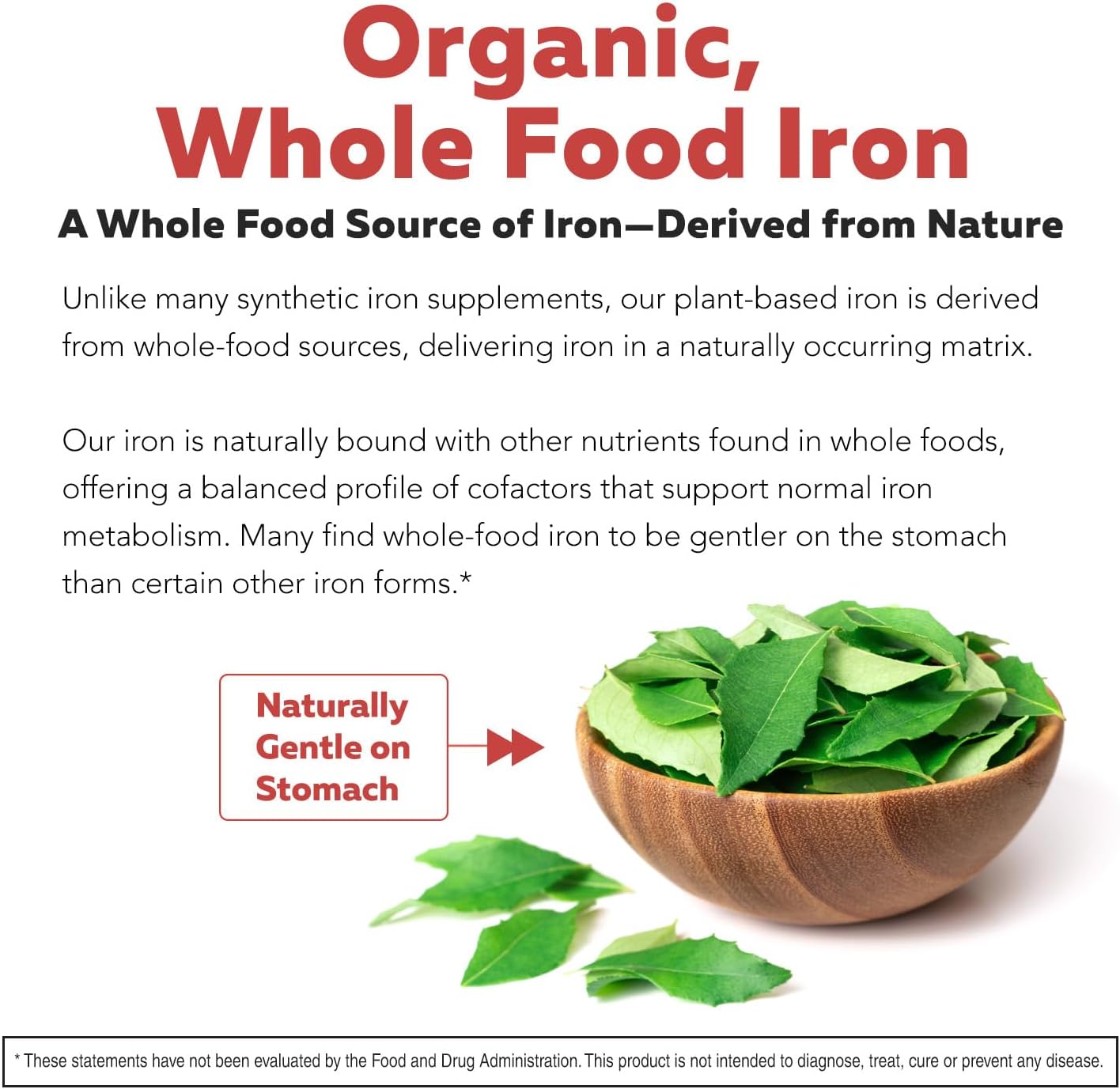 Organic Iron Supplement | Whole Food Mineral & Cofactors, 25 mg Elemental | Enhanced Absorption Plus Blood Health Vitamins – Gentle Form – Supports Healthy Levels & Blood Health – 90 Capsules - Image 3