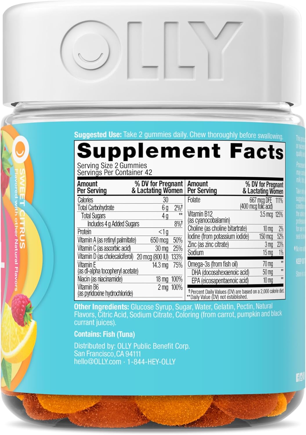 OLLY Prenatal Multivitamin Gummy, Daily Multi Blend for Mommy & Baby, Folic Acid, Omega 3 DHA, Vitamins A & D, Sweet Citrus Flavored, 42 Day Supply - 84 Count - Image 9
