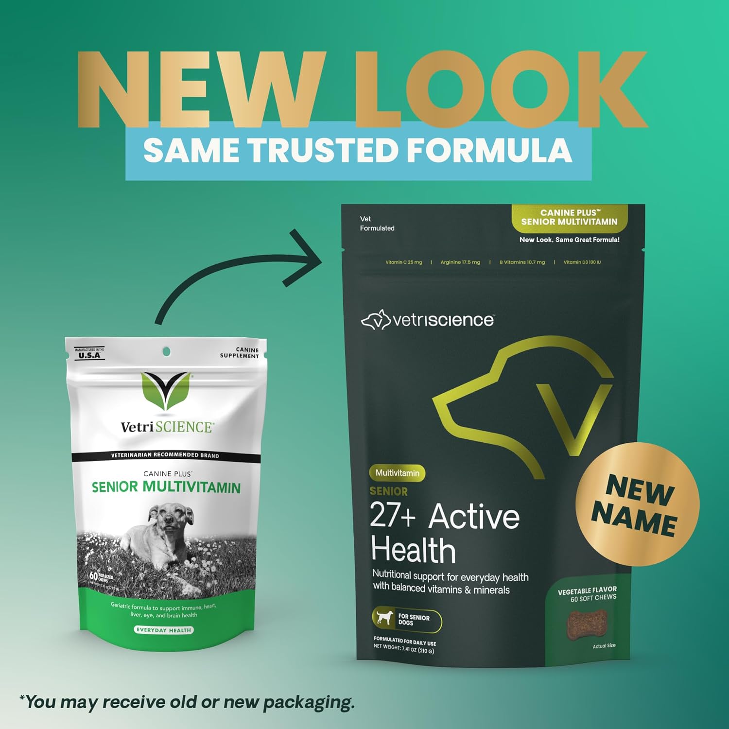 VetriScience Senior 27+ Active Health Chews, Canine Plus Daily Multivitamin for Senior Dogs, Balanced Vitamins, Minerals and Antioxidants, Healthy Aging and Wellness Support, Veggie, 60 Count - Image 2