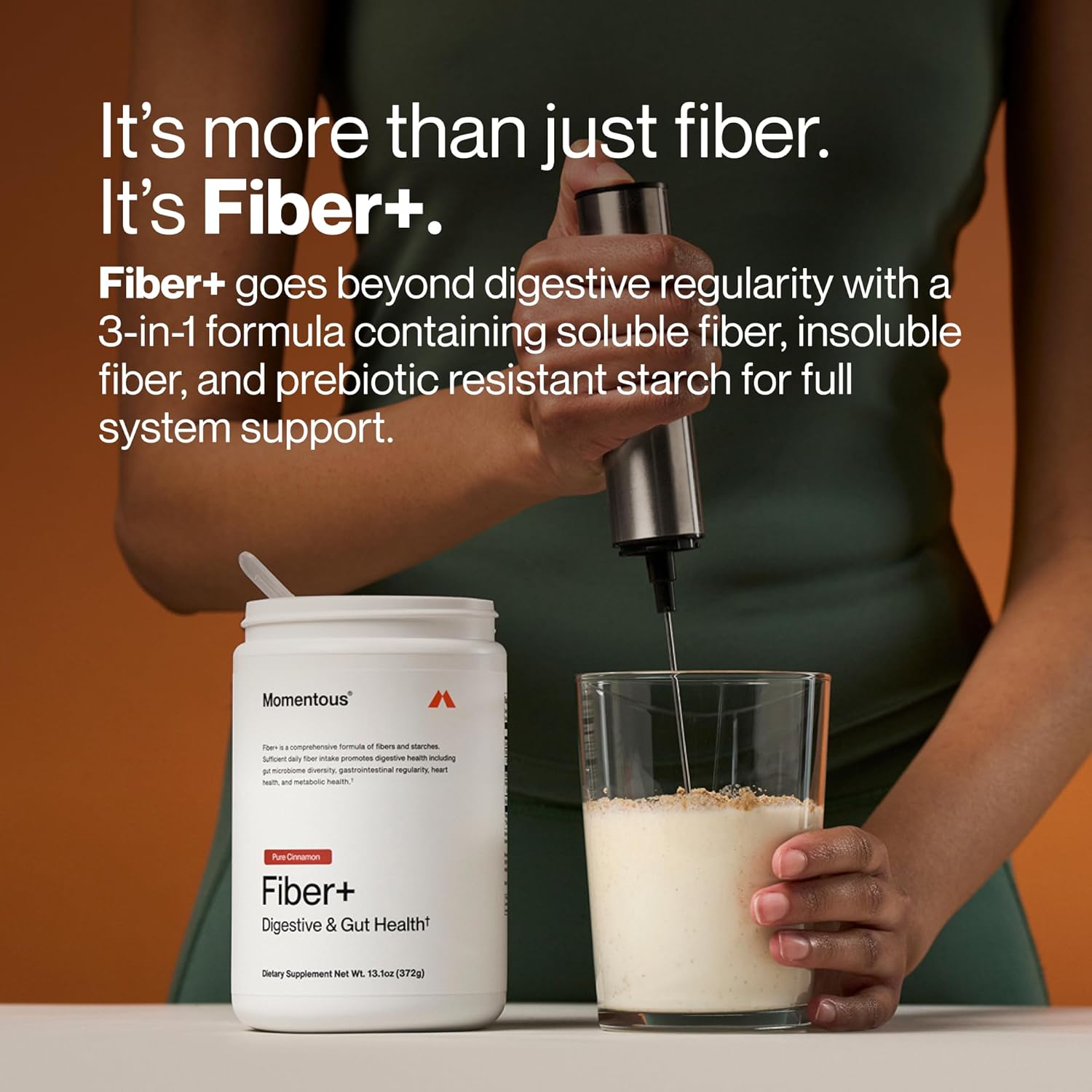 Momentous Fiber+ - Daily Multi-Source Fiber Blend to Support Nutrient Absorption, Natural Energy Production, & Recovery - NSF Certified for Sport - Non-GMO & Gluten-Free - 30 Servings - Pure Cinnamon - Image 2
