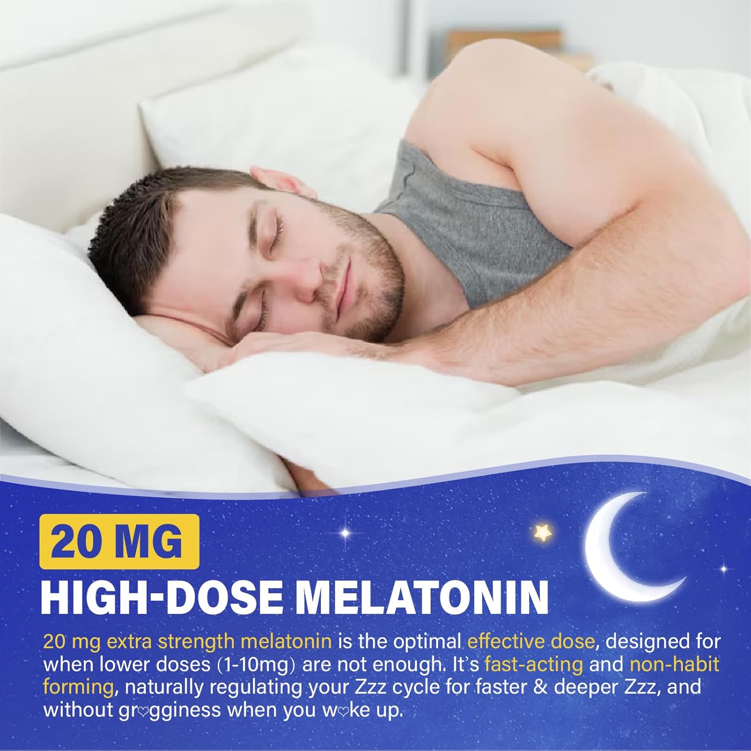 Melatonin 20mg Gummies for Adults - Max Strength Melatonin Gummy Supplement with Magnesium Glycinate, B6, B12, L-Theanine, GABA, & Herbs - Non-Habit Forming, Vegan, Natural Mixed Berry Flavor - Image 5