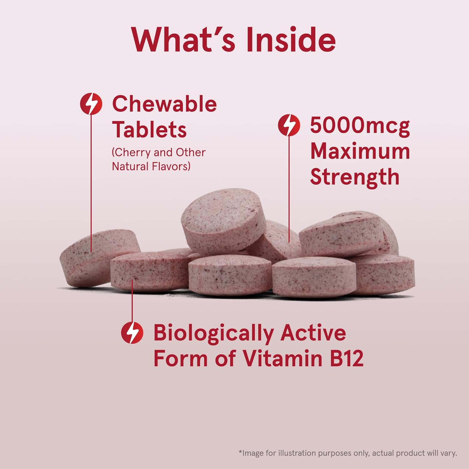 Jarrow Formulas Methyl Vitamin B12 5000 mcg - 60 Chewable Tablets, Naturally Fruit Flavored- Bioactive B12 Vitamin - Supports Cellular Energy Production, Brain Health & Metabolism - 60 Servings - Image 2