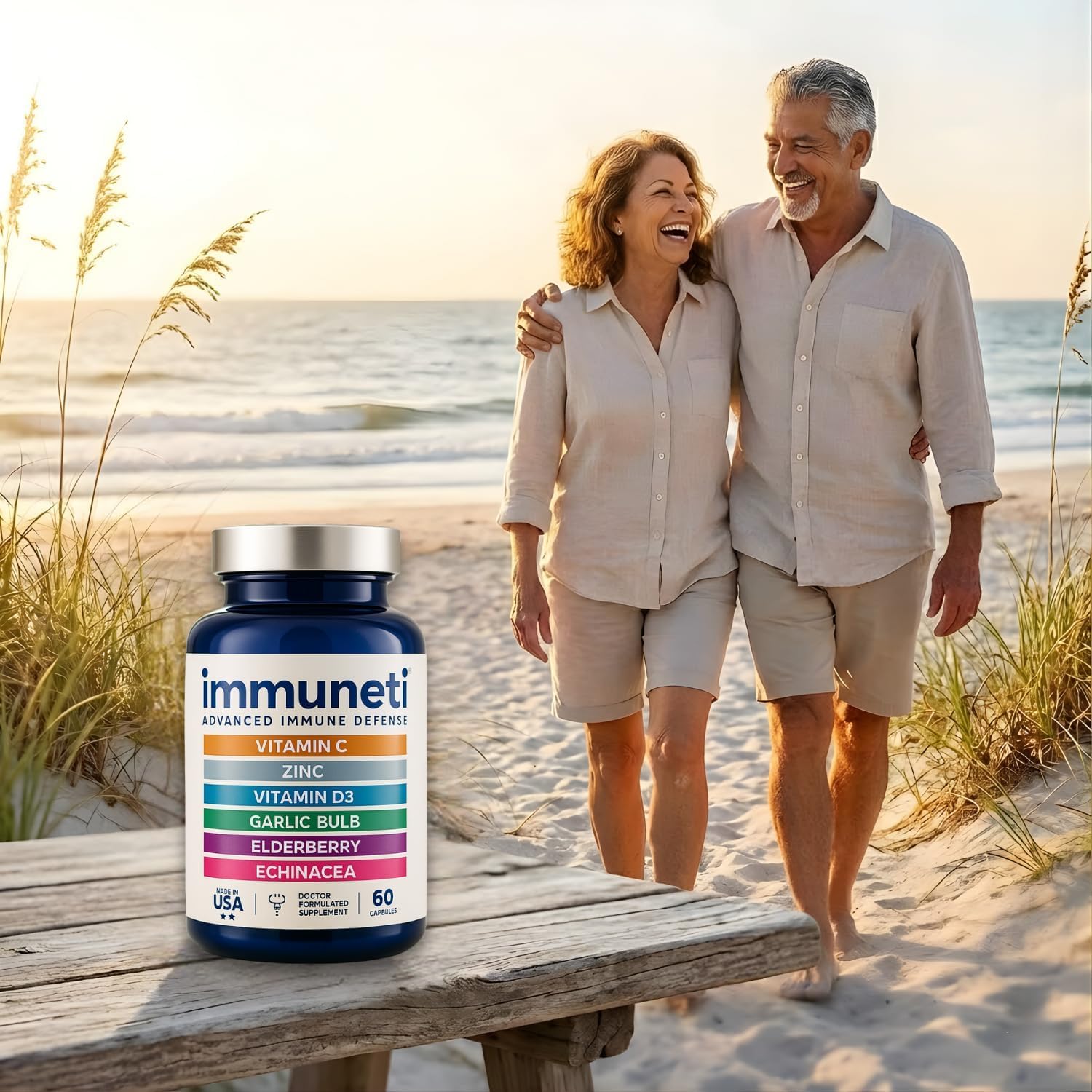 Immuneti Advanced Immune Support – Doctor Formulated 6-in-1 Daily Immunity Supplement – Made in USA – With Vitamin C, D3, Zinc, Elderberry, Garlic & Echinacea - Vital Nutrients & Antioxidants (1) - Image 4