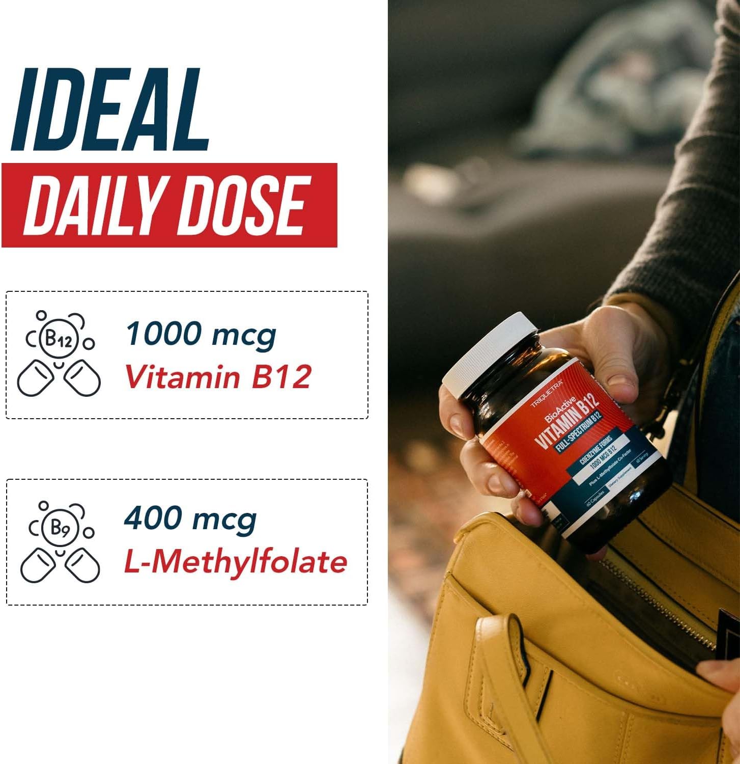 BioActive Vitamin B12 - 1000 mcg, Contains All 3 Coenzyme Forms (Methyl, Adenosyl & Hydroxy) Plus Methylfolate Cofactor | Supports Energy, Metabolism & Mood | Vegan, Non-GMO (60 Servings) - Image 6