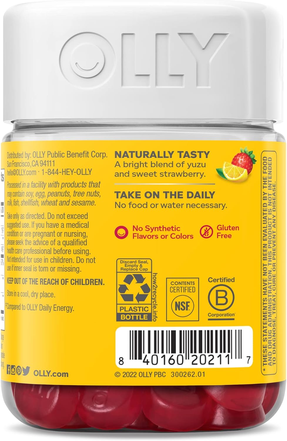 OLLY Extra Strength Daily Energy Gummy, Caffeine Free Cellular Energy Production,* 1000 mcg Vitamin B12, CoQ10, Goji Berry, Adult Chewable Supplement, Berry Yuzu Flavored, 30 Day Supply - 60 Count - Image 9