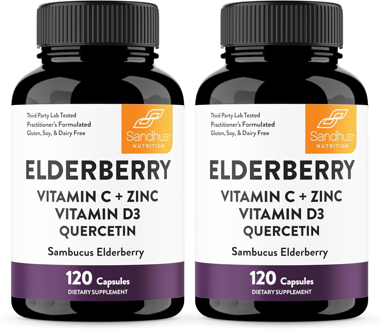 Elderberry Vitamin C and Zinc Capsules for Adults | 240 Count with Quercetin & Vitamin D3 | 6-in-1 Immune Support Supplement Pills | Sambucus Black Elderberry Natural Immunity Vitamins | Made in USA
