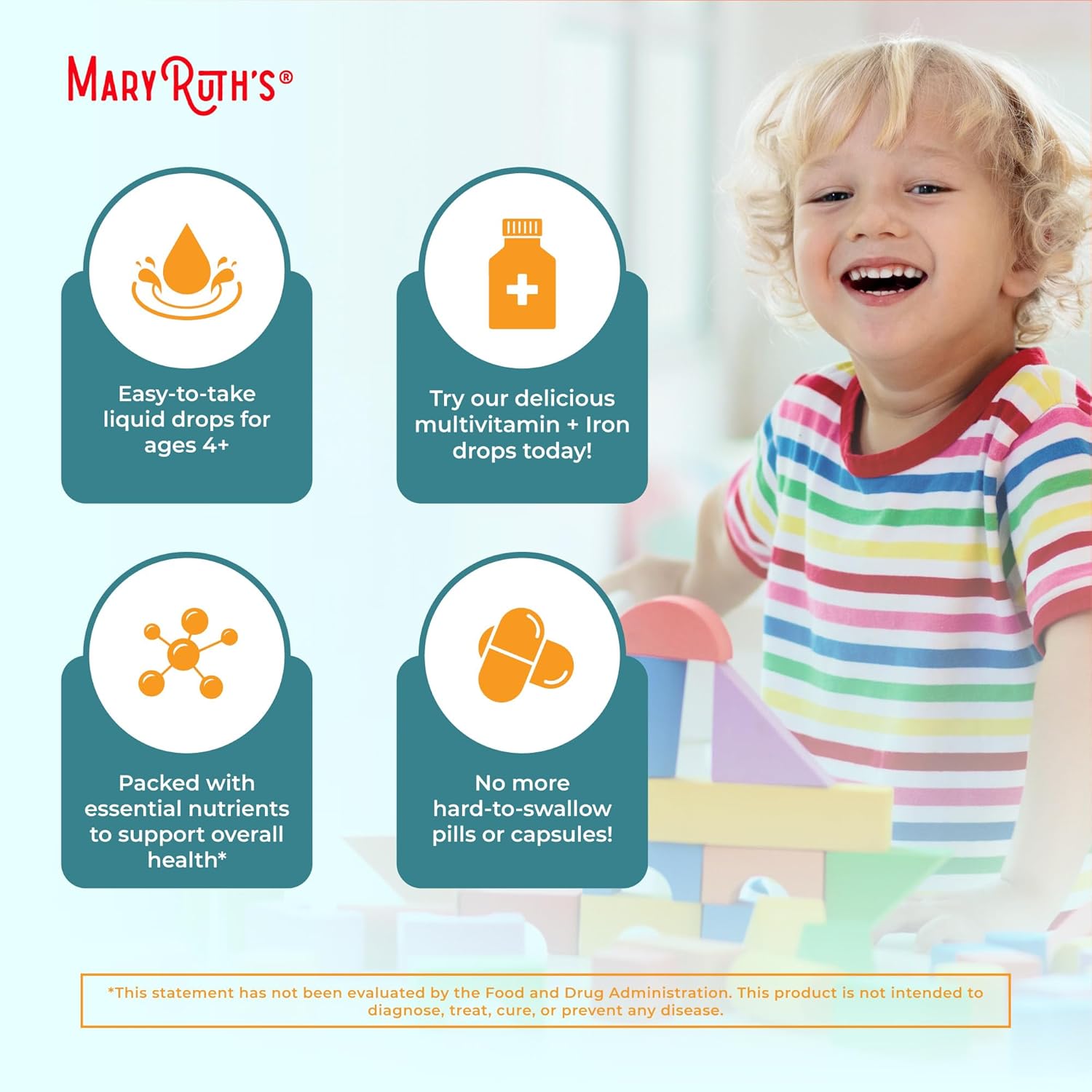 MARYRUTH'S Organics Multivitamin & Multimineral with Iron for Toddlers | USDA Organic | Sugar Free | Multivitamin Liquid Drops for Kids Ages 1-3 | Immune Support | Vegan | Non-GMO | 2 Fl Oz - Image 6