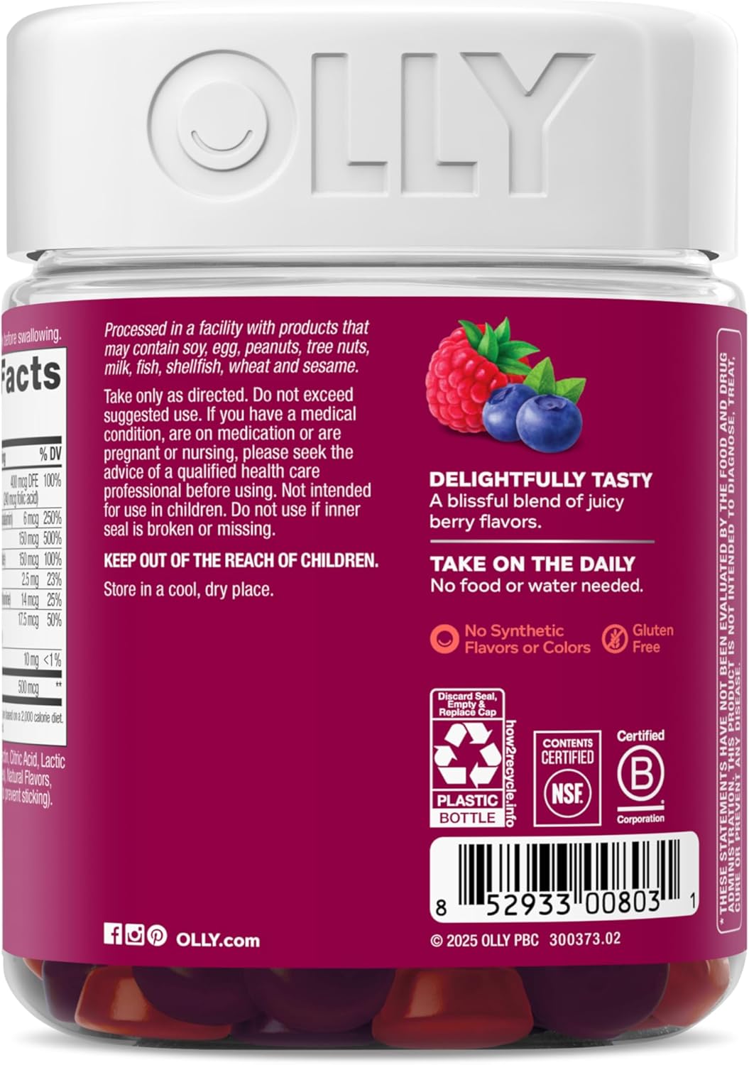 OLLY Women's Multivitamin Gummy, Women's Overall Wellness,* Vitamins A, C, D, E, Biotin, Folic Acid, Adult Chewable Supplement, Berry Flavored, 65 Day Supply - 130 Count - Image 10