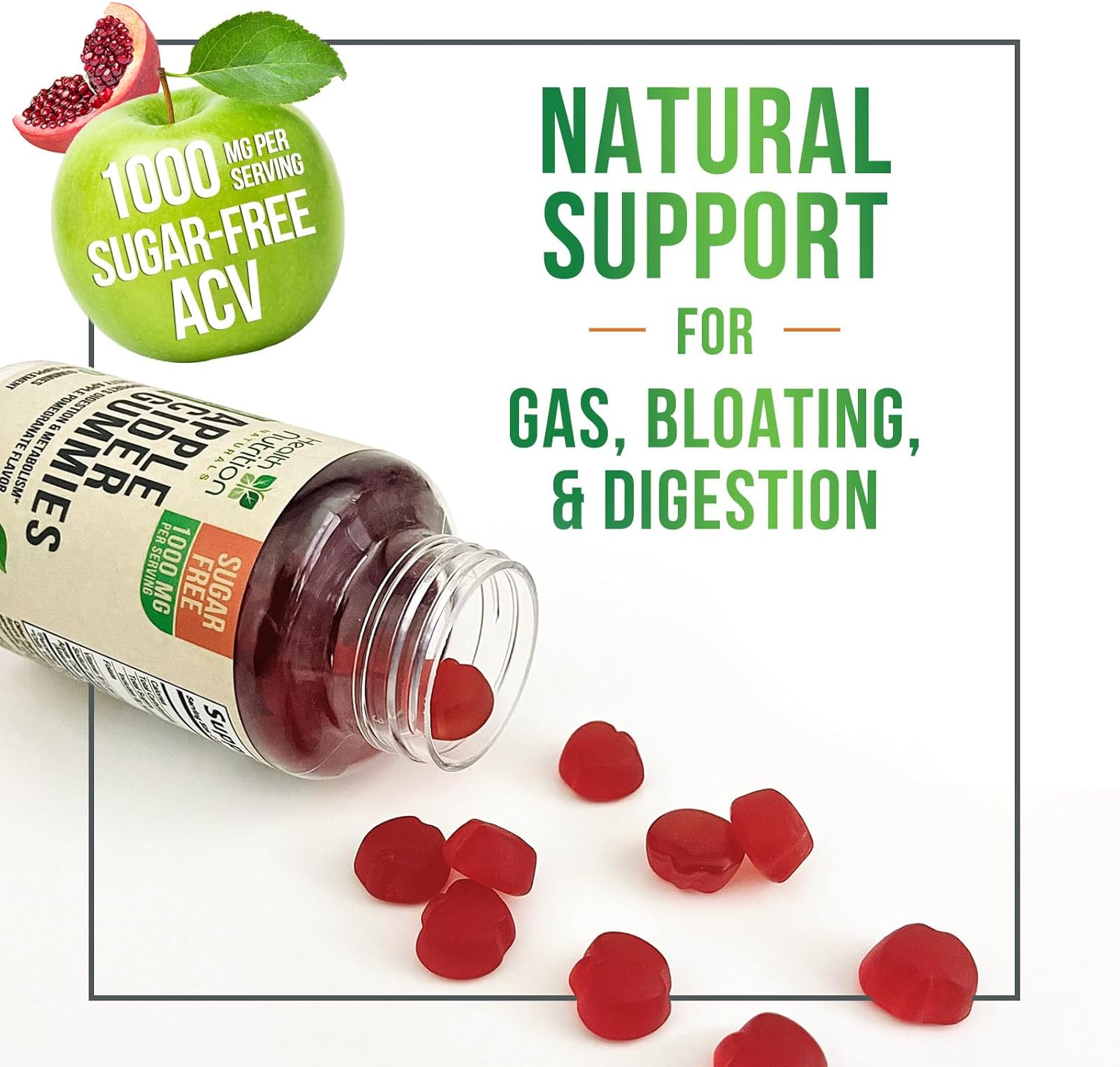 Apple Cider Vinegar Gummies Zero Sugar - Max Strength ACV Gummy Vitamins - Vitamin B12 & The Mother - Metabolism & Energy Support - Vegan Apple Cider Vinegar Gummy Supplement - Non-GMO - 120 Gummies - Image 7
