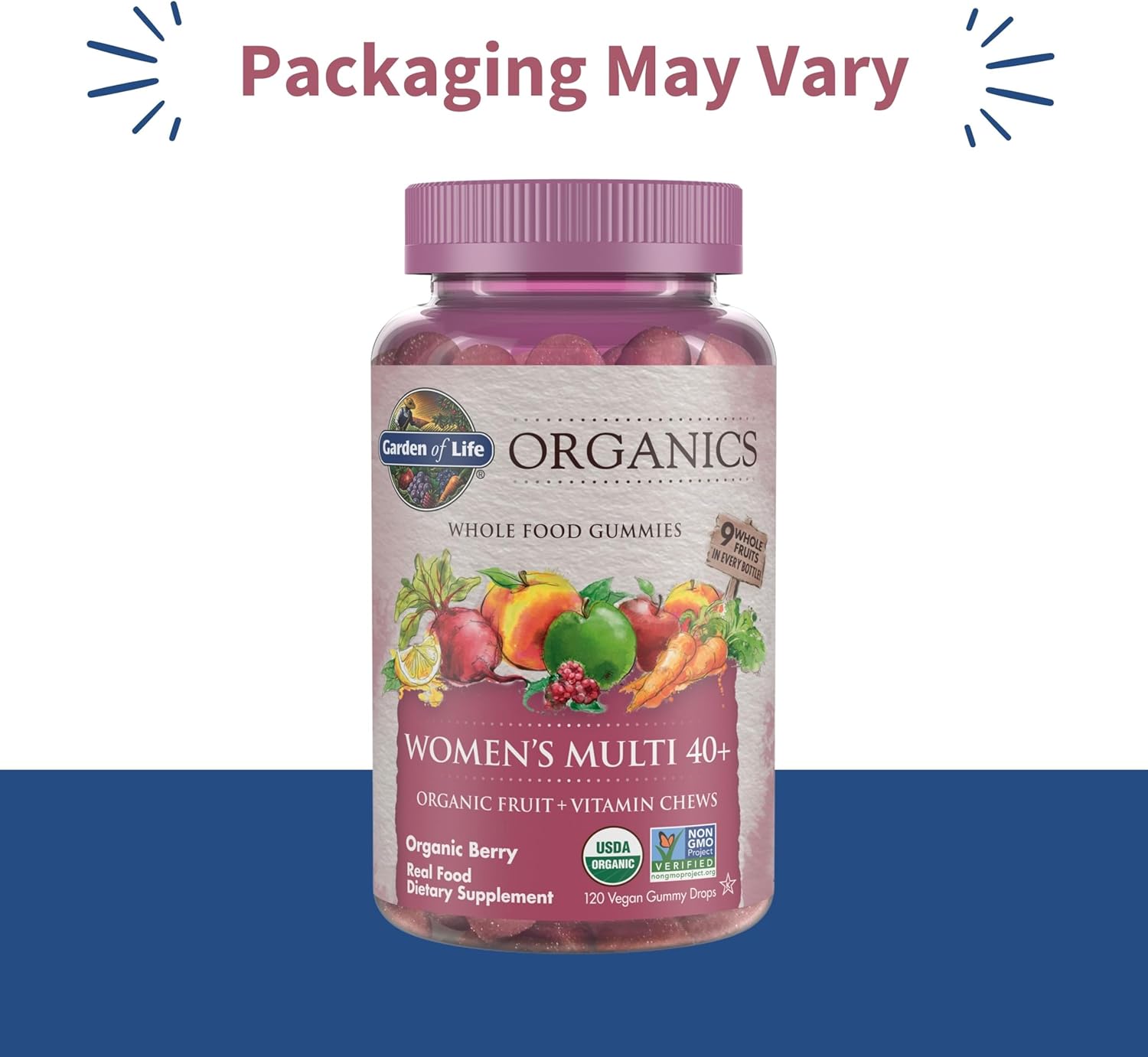 Garden of Life Organics Women 40+ Gummy Vitamins - Berry - Certified Organic, Non-GMO, Vegan, Kosher Complete Multi - Methyl B12, C & D3 - Gluten, Soy & Dairy Free, 120 Real Fruit Gummies - Image 2