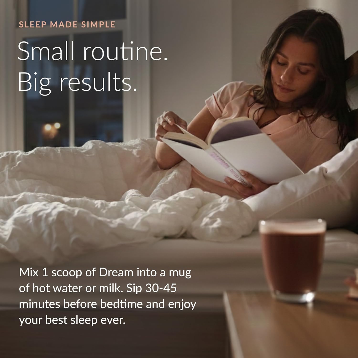 Beam Dream Sleep Powder – Sleep Aid for Adults with Melatonin, Magnesium, L-Theanine, Reishi Mushroom & Apigenin Sleep Supplement, Sleepy Cocoa Bedtime Drink Mix, Brownie Batter Flavor, 30 Servings - Image 4