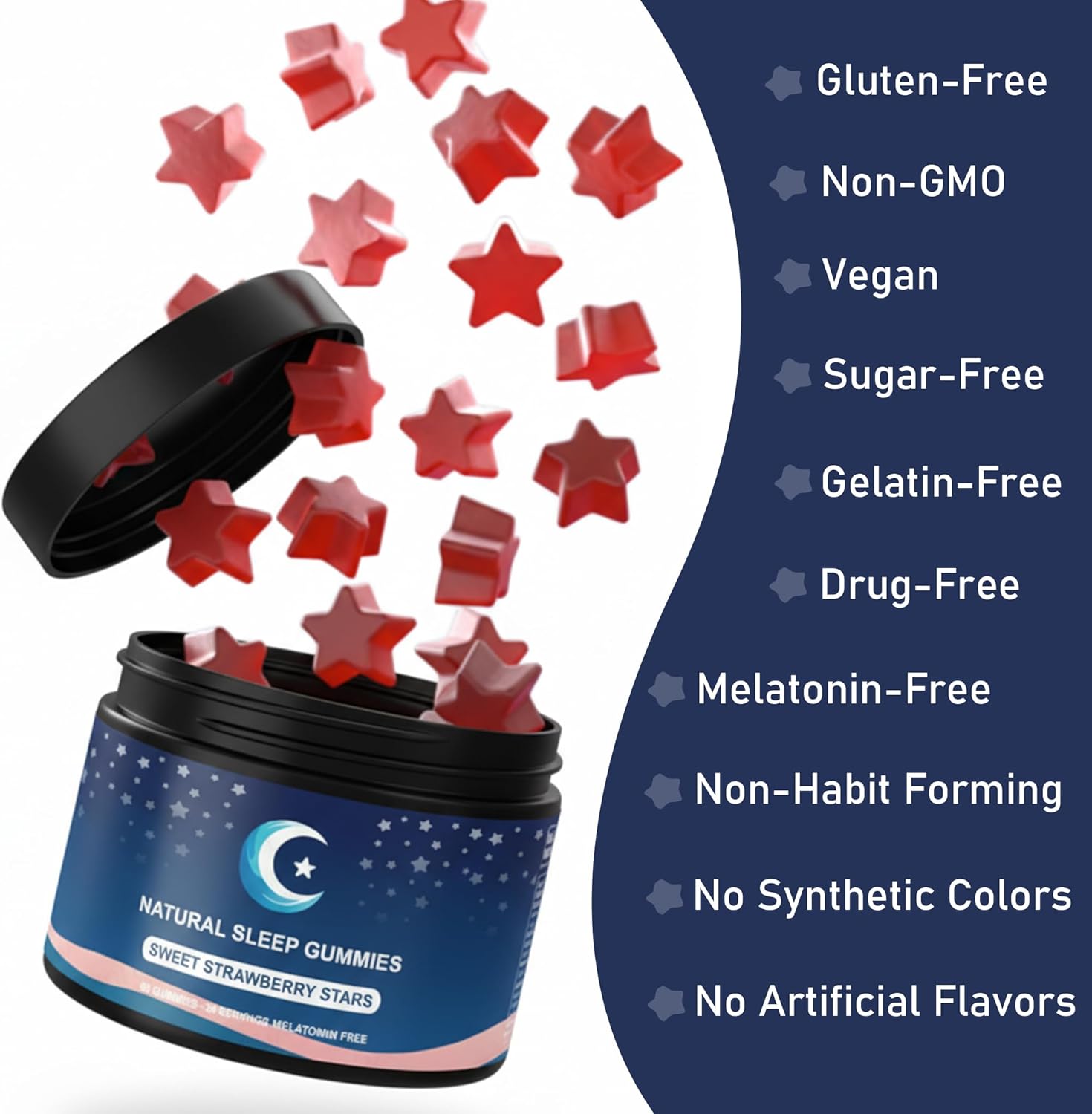 ZAYMAN Melatonin Free Sleep Gummies, Natural Sleep Aid Gummies with L-Theanine, Magnesium Glycinate, Valerian Root, Passionflower - Sugar Free, Strawberry Flavor, Vegan, 60 Count - Image 7