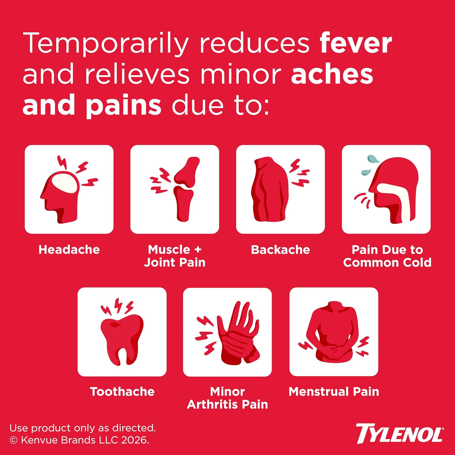 Tylenol Extra Strength Pain Relief Pills, Fast, Strong Pain Relief, Acetaminophen 500 mg Caplets, Pain Reliever & Fever Reducer Medicine for Headache, Backache, Toothache & Minor Arthritis, 100 Count - Image 2