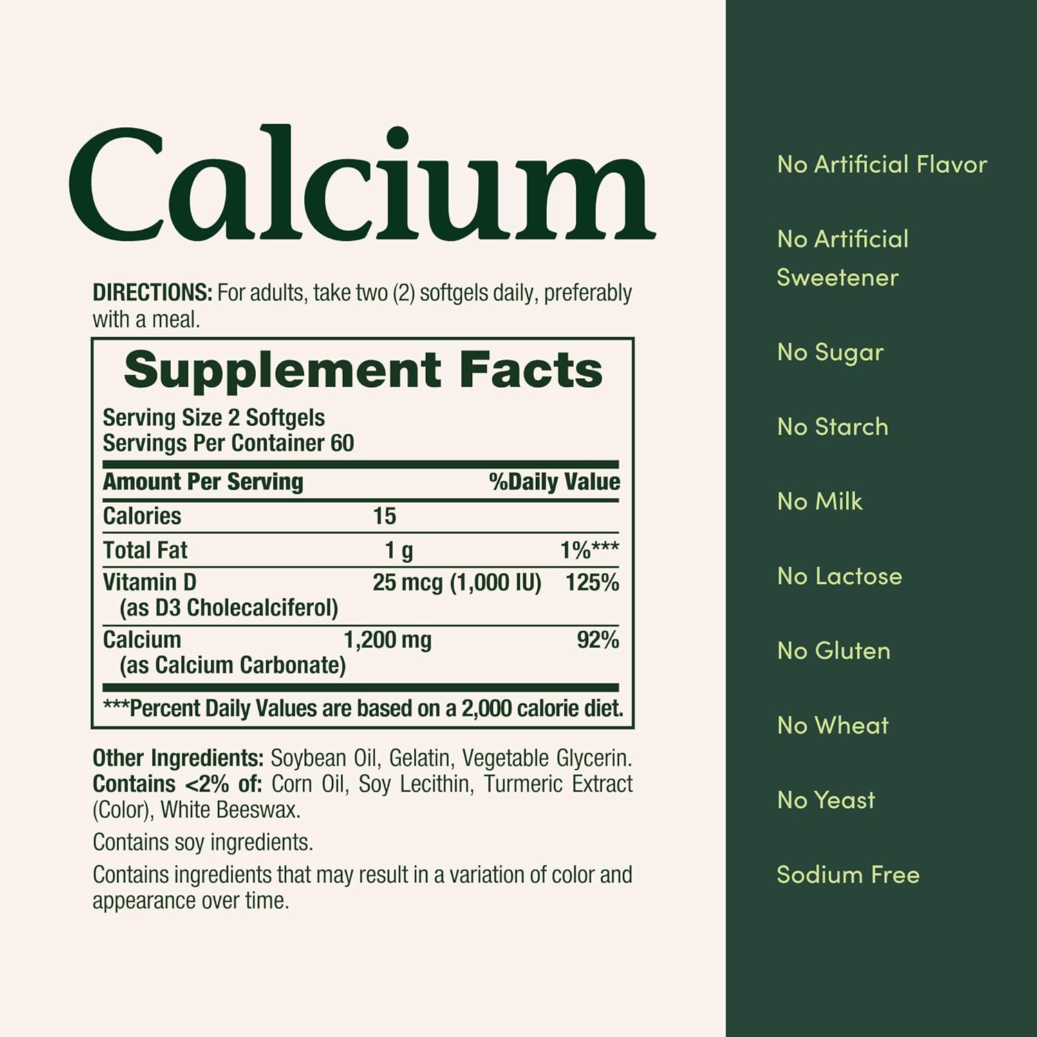 Nature's Bounty Calcium 1200 mg with 1000 IU Vitamin D3 - Bone Health Softgels, Calcium and Vitamin D Supplement, Gluten Free, 2 Softgels per Day, 120 ct (Pack of 1) - Image 5
