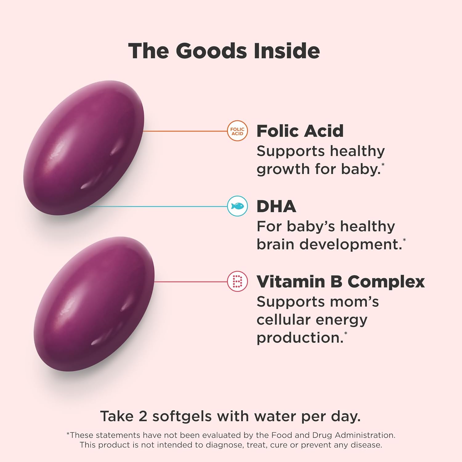 OLLY Ultra Strength Prenatal Multivitamin Softgels, Supports Mom's Wellness & Baby's Healthy Growth and Brain Development,* Folic Acid, DHA, Iron, Vitamins B, C, D & E, 30 Day Supply - 60 Count - Image 3