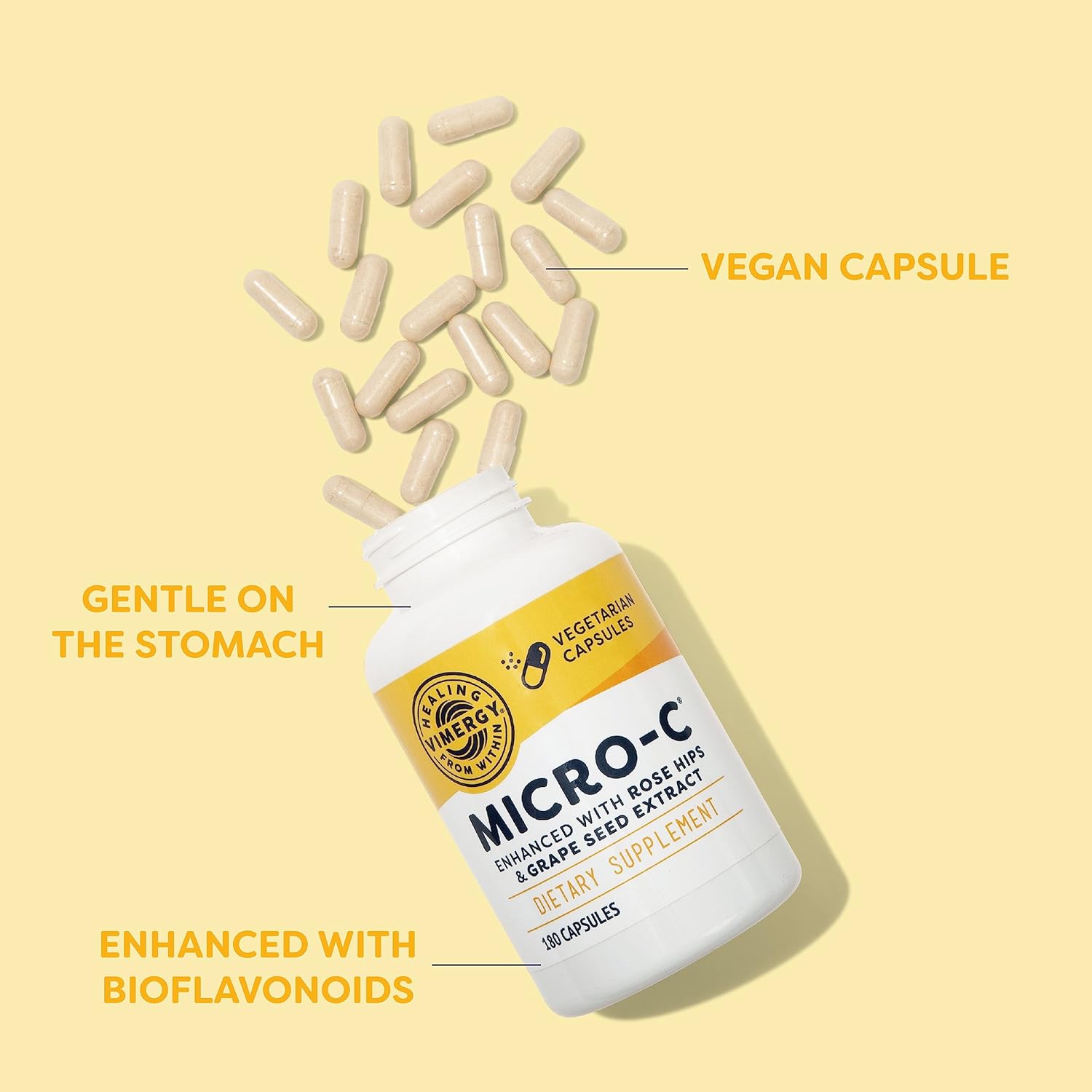 Vimergy Micro-C® Vitamin C Capsules – 500mg per Capsule, Supports Immune Health*, Promotes Collagen Production, Supports Healthy Bones*, Kosher, Vegan & Gluten-Free, Regular Size 180 Capsules - Image 3
