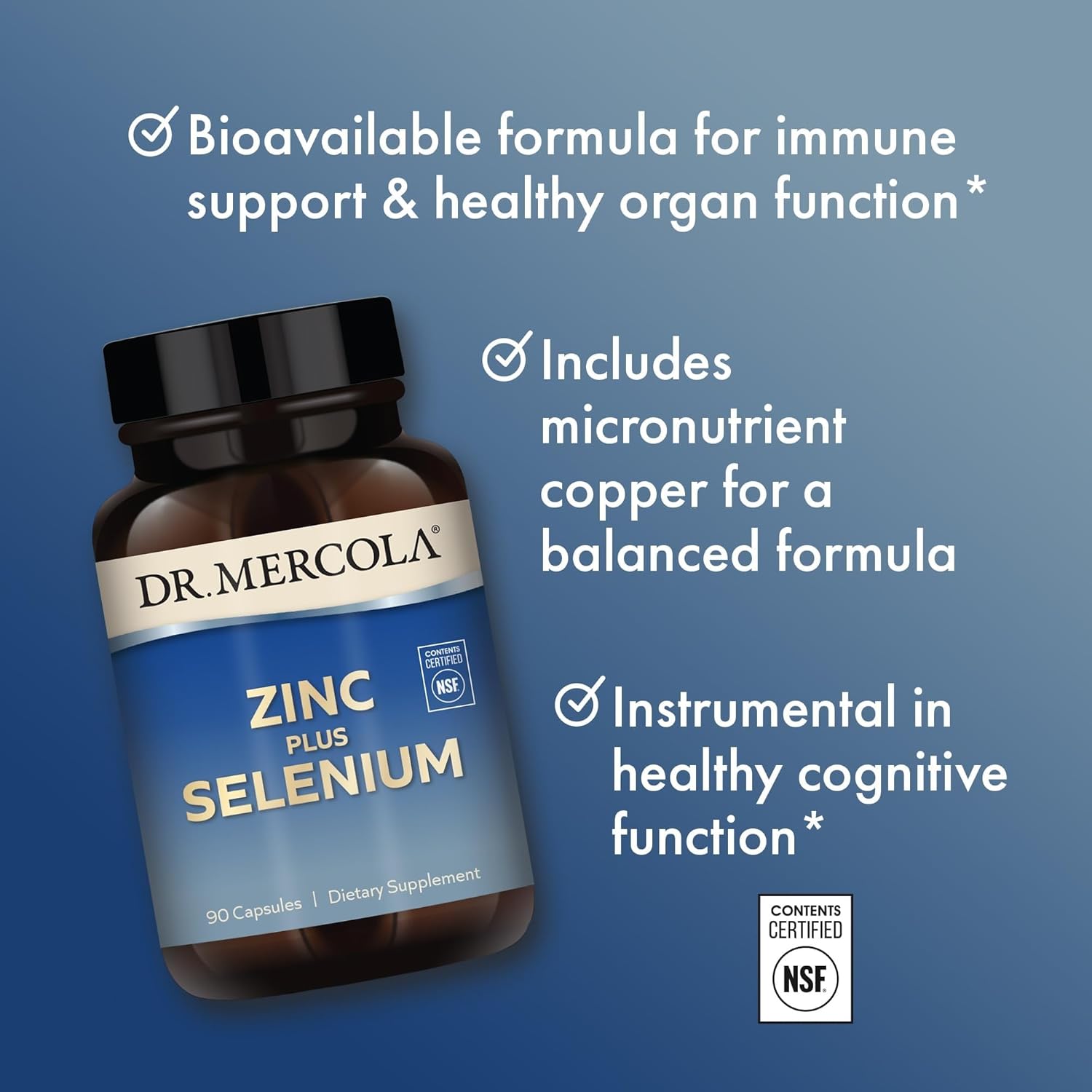 Dr. Mercola Zinc Plus Selenium - Mineral Blend Supplement - for Immune, Brain & Respiratory Support - Contains Zinc Glycinate Chelate & Copper - GMO-Free & Gluten-Free - 90 Capsules (90 Servings) - Image 5