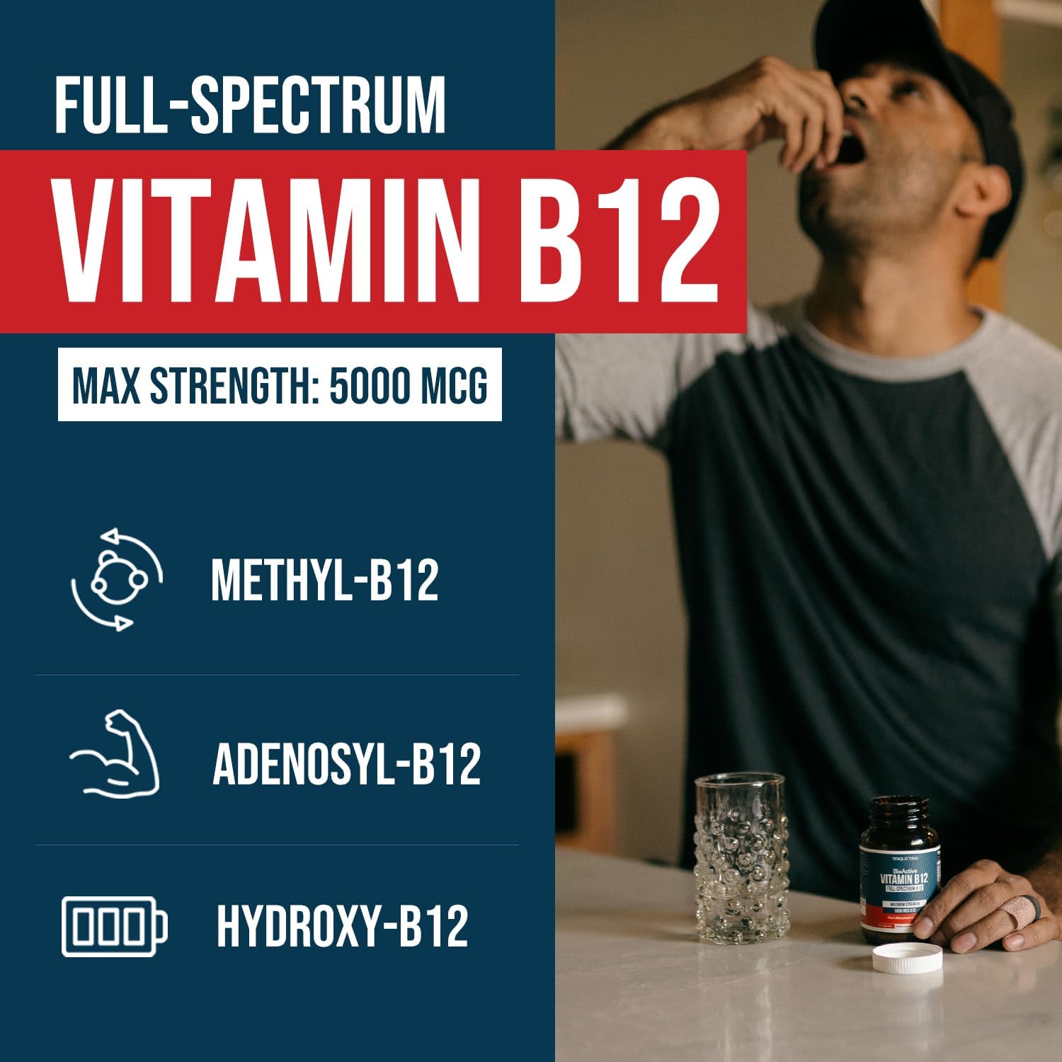 BioActive Vitamin B12 - 5000 mcg, Contains 3 BioActive Forms B12 Plus Methylfolate Cofactor - Methyl B12, Adenosyl B12 & Hydroxy B12 | Supports Energy, Metabolism & Mood | Vegan, Non-GMO (60 Servings) - Image 2