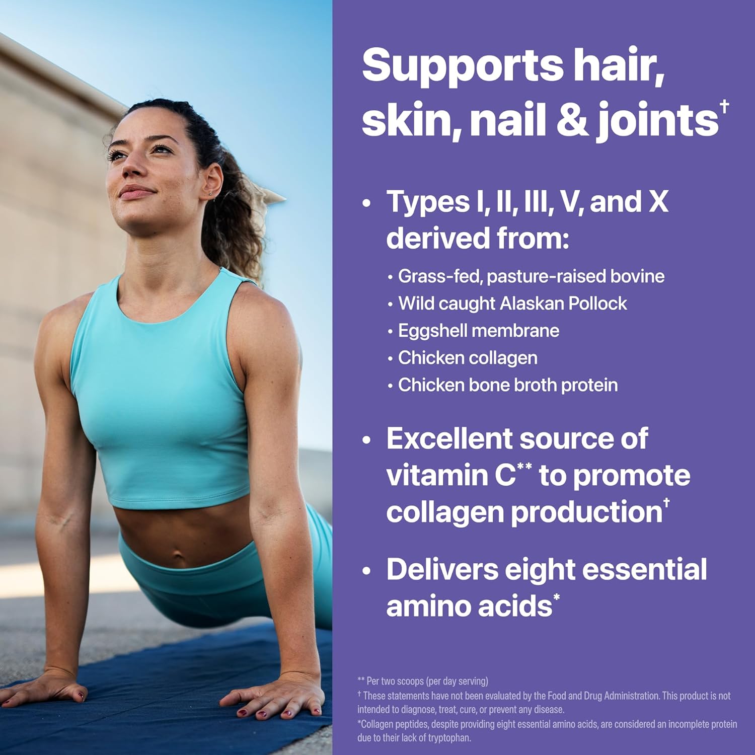 Orgain Hydrolyzed Multi Collagen Powder for Women & Men, 20g Collagen, Supports Hair, Skin, Nail & Joint Health, Type I, II, III, V, X, Vitamin C & Amino Acids, Non-GMO, Unflavored (21 Servings) 15oz - Image 4