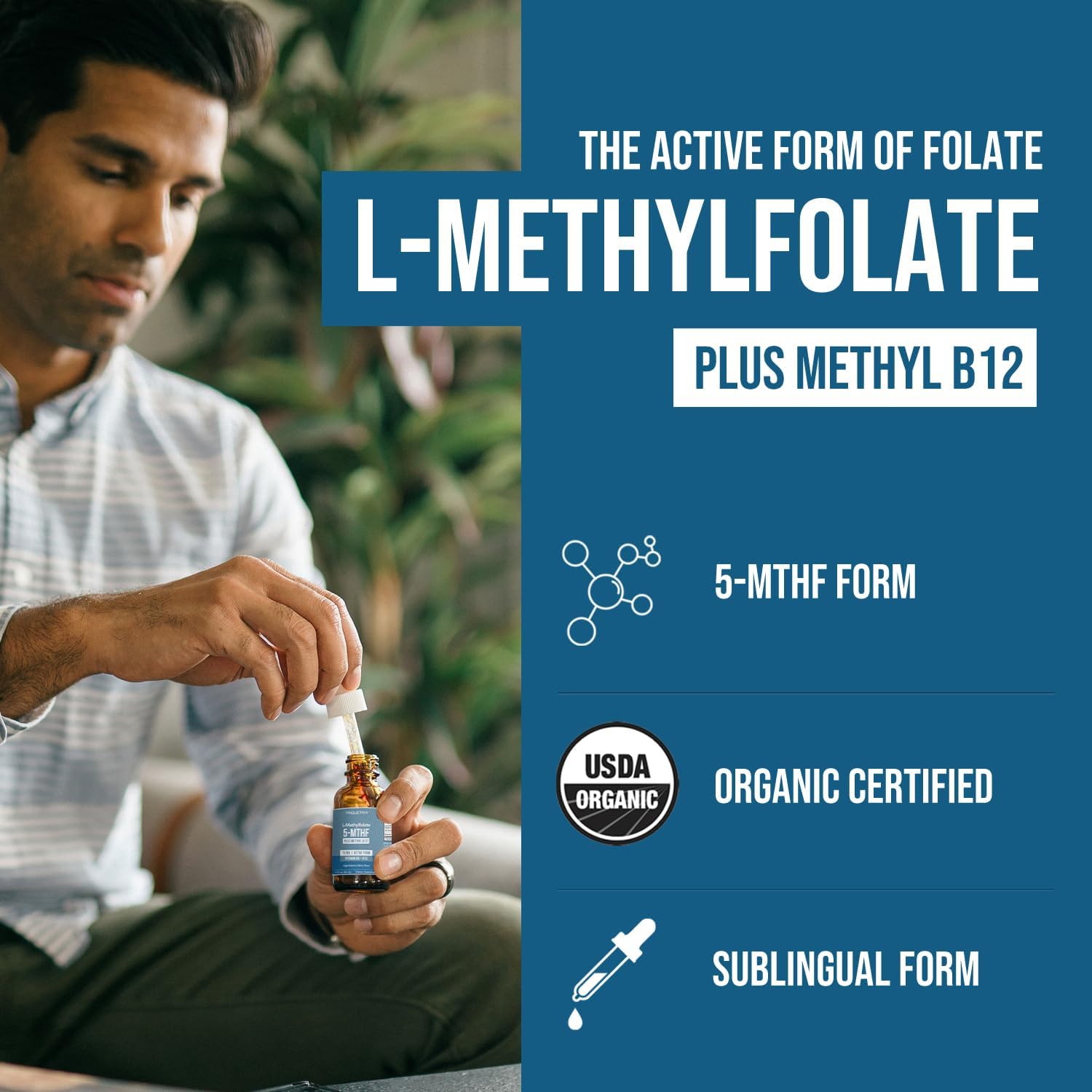 L Methyl Folate 15mg Plus Methyl B12 Cofactor – Organic Berry Flavor, High Potency Liquid Sublingual Active 5-MTHF Form - Supports Mood, Methylation, Cognition – Bioactive Forms Vitamin B9 & B12 (1oz) - Image 2